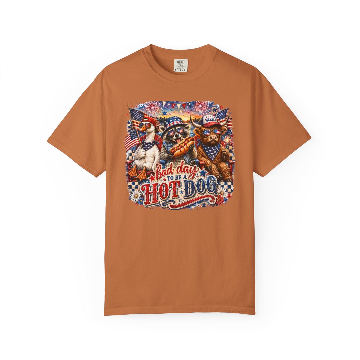 Patriotic 'Born to Be a Hot Dog' Graphic T-Shirt