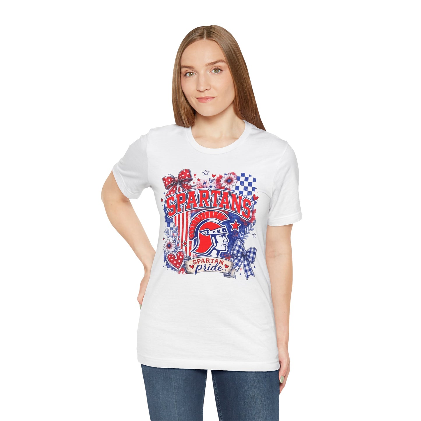 Spartans Pride Graphic Tee — Red, White & Blue School Spirit T-Shirt