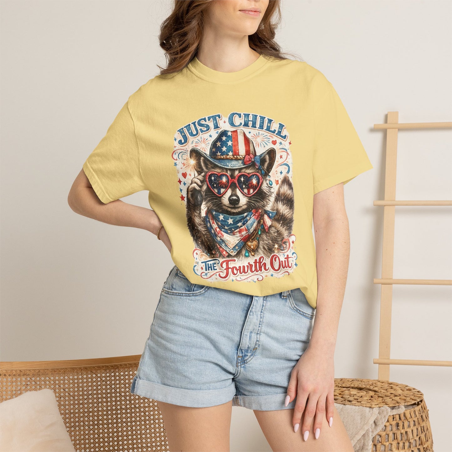 Fourth of July Raccoon T-Shirt — "Just Chill The Fourth Out" Patriotic Tee