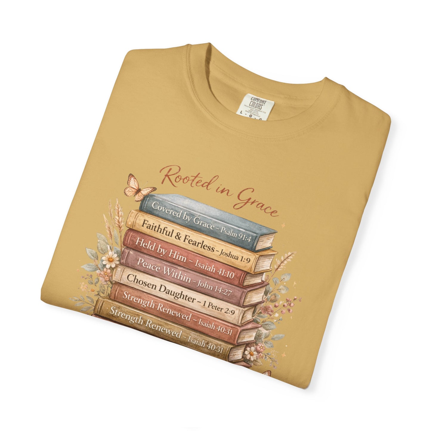 Mama of Faith Book Stack T‑Shirt — Rooted in Grace Christian Mother's Tee
