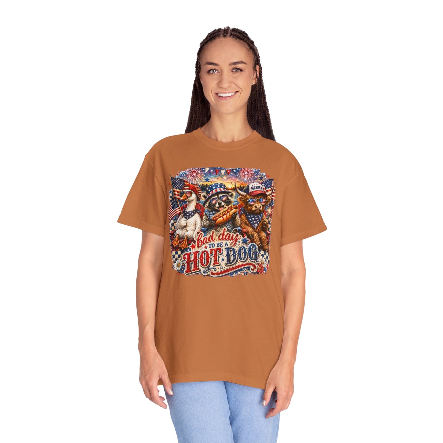Patriotic 'Born to Be a Hot Dog' Graphic T-Shirt