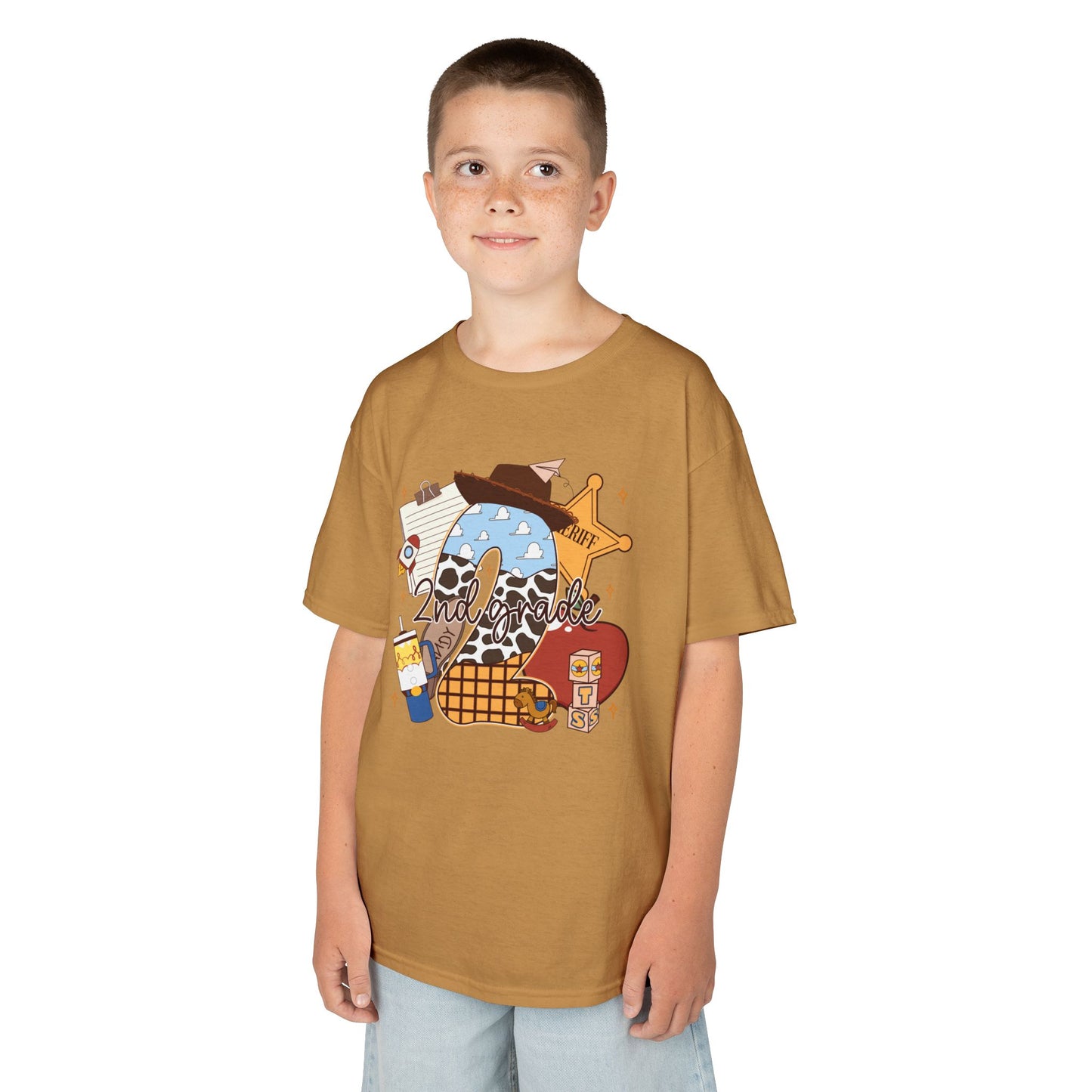 Kids Graphic Tee — Cute Western Sheriff Skull Cowboy Design