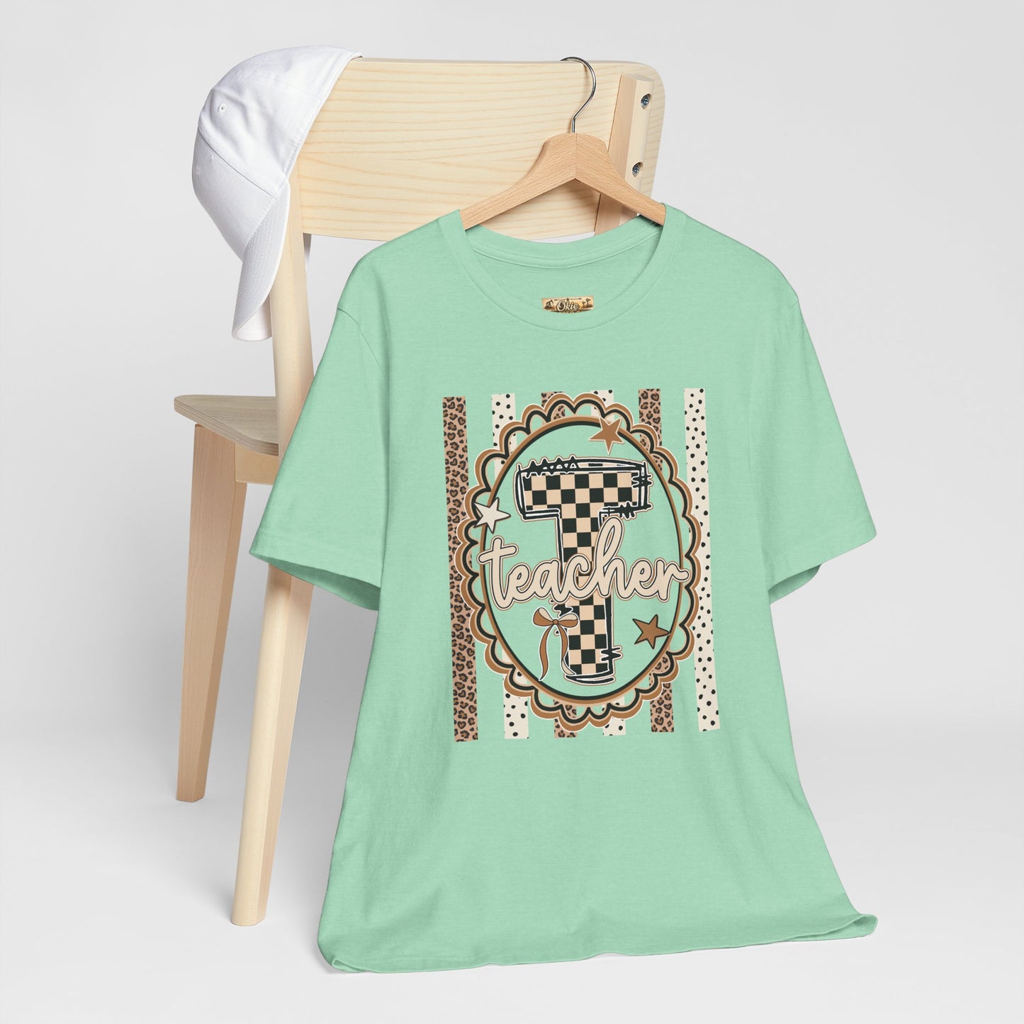 Teacher Monogram Tee — Number 1 Checkered Design