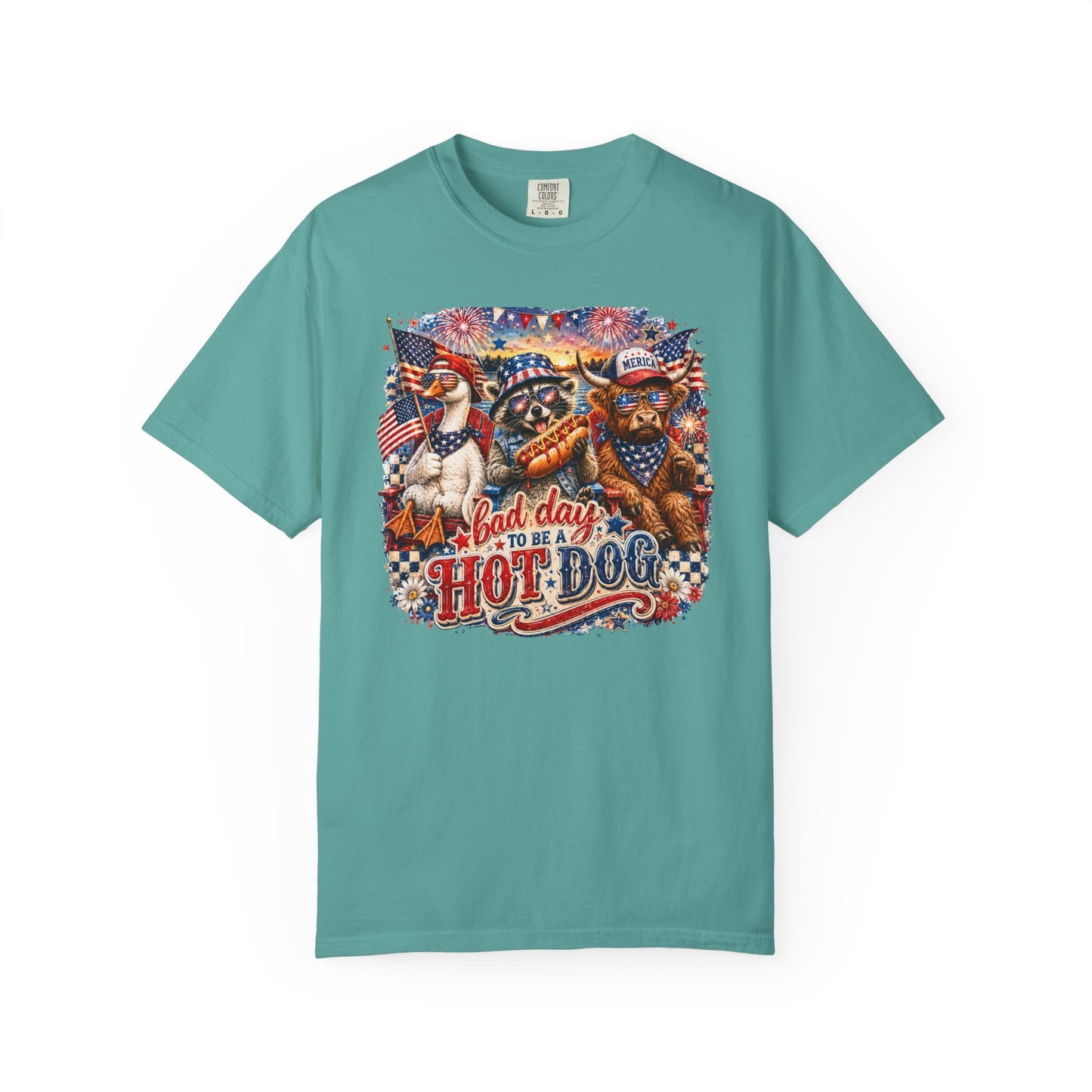 Patriotic 'Born to Be a Hot Dog' Graphic T-Shirt