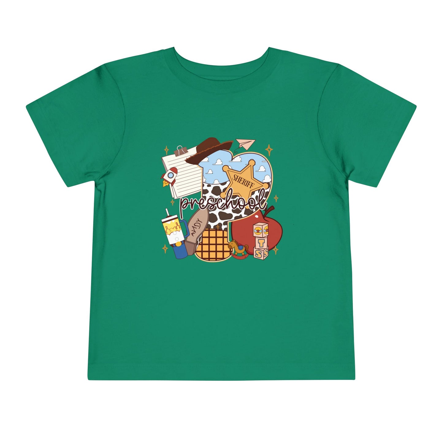 Preschool Adventures Toddler Tee – Cute School Bus, Star & Backpack Graphic Shirt