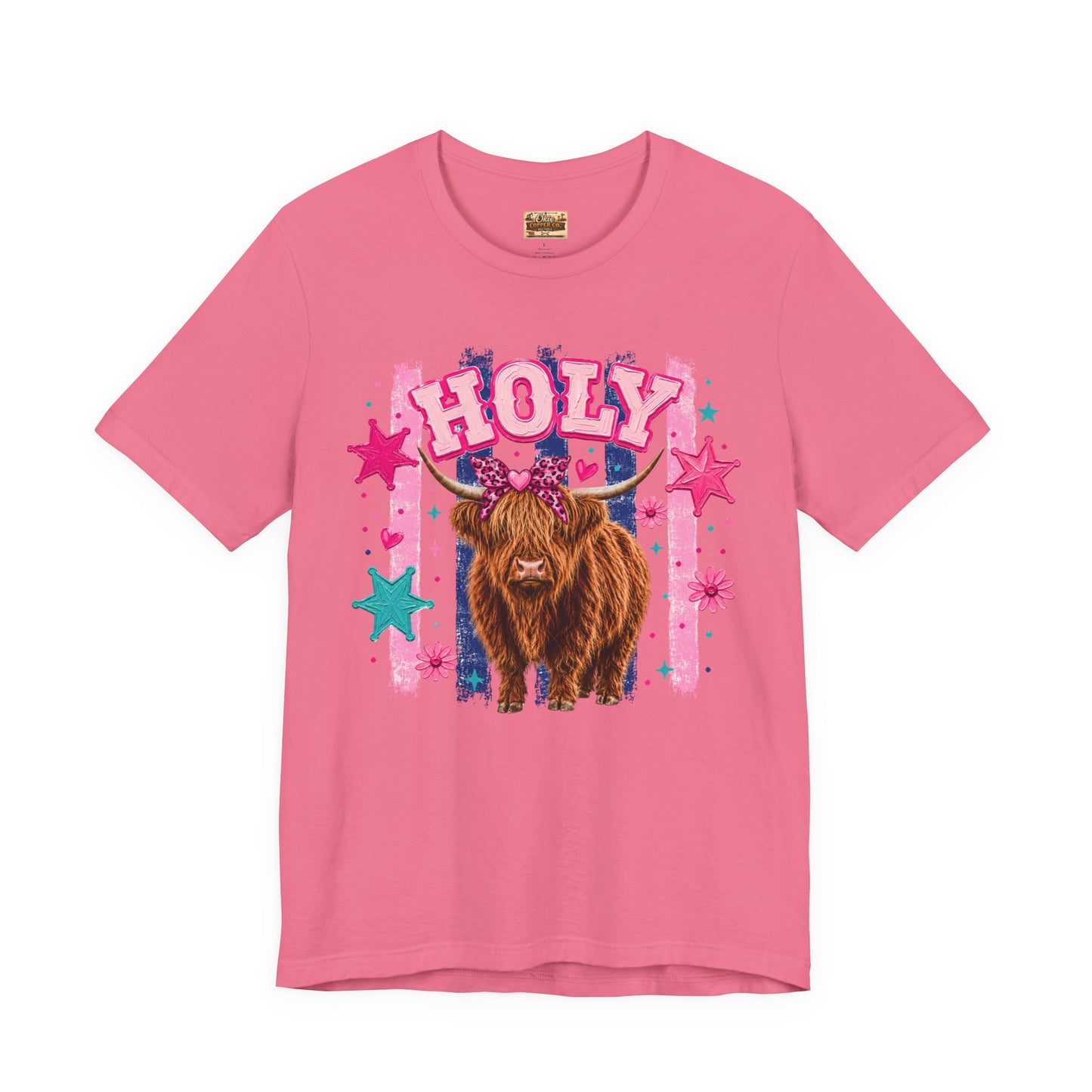Holy Cow Highland Cow Graphic Tee — Cute Pastel Ranch Shirt