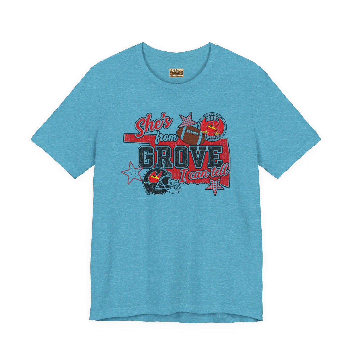 She's From Grove I Can Tell T-Shirt — Grove Football Fan Tee