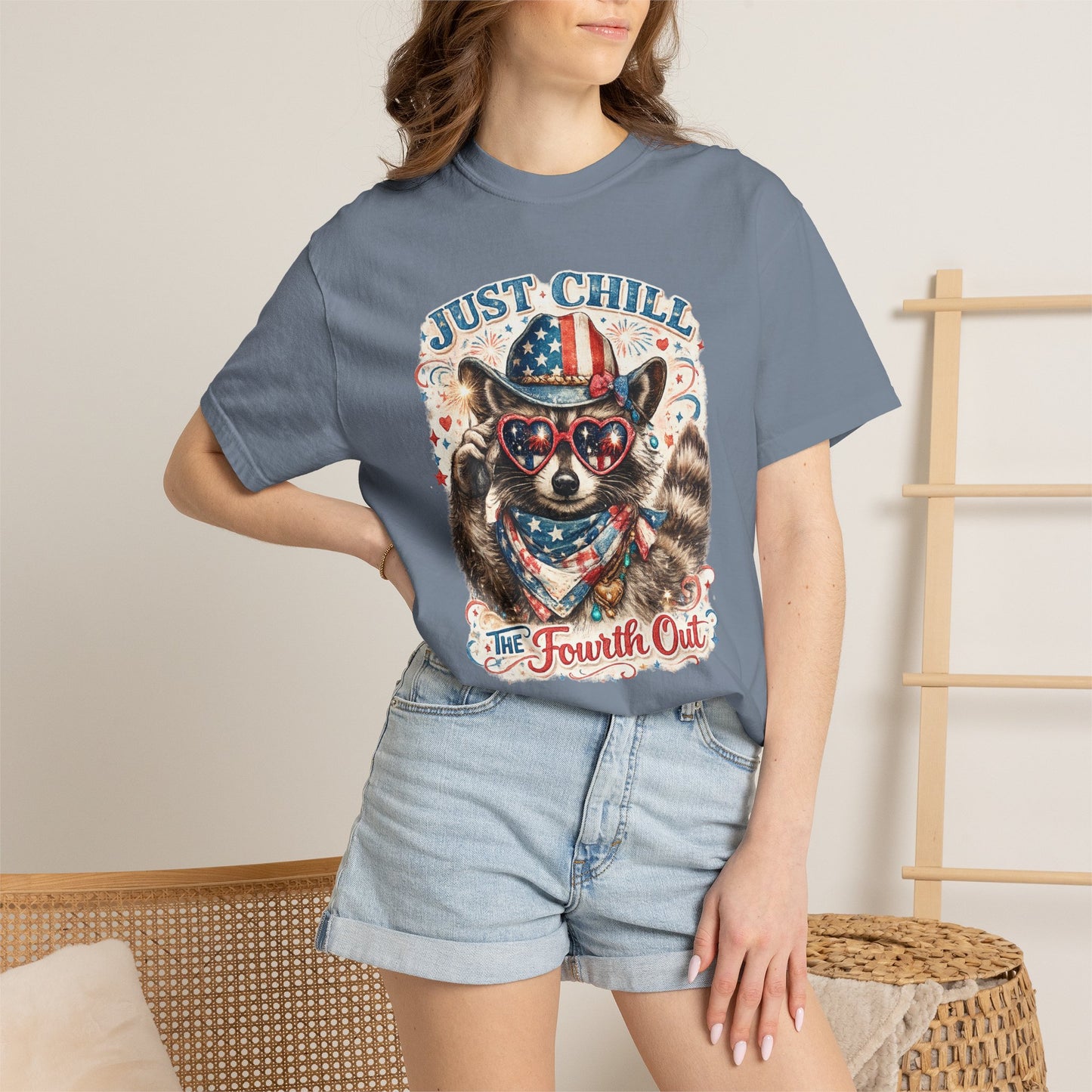 Fourth of July Raccoon T-Shirt — "Just Chill The Fourth Out" Patriotic Tee