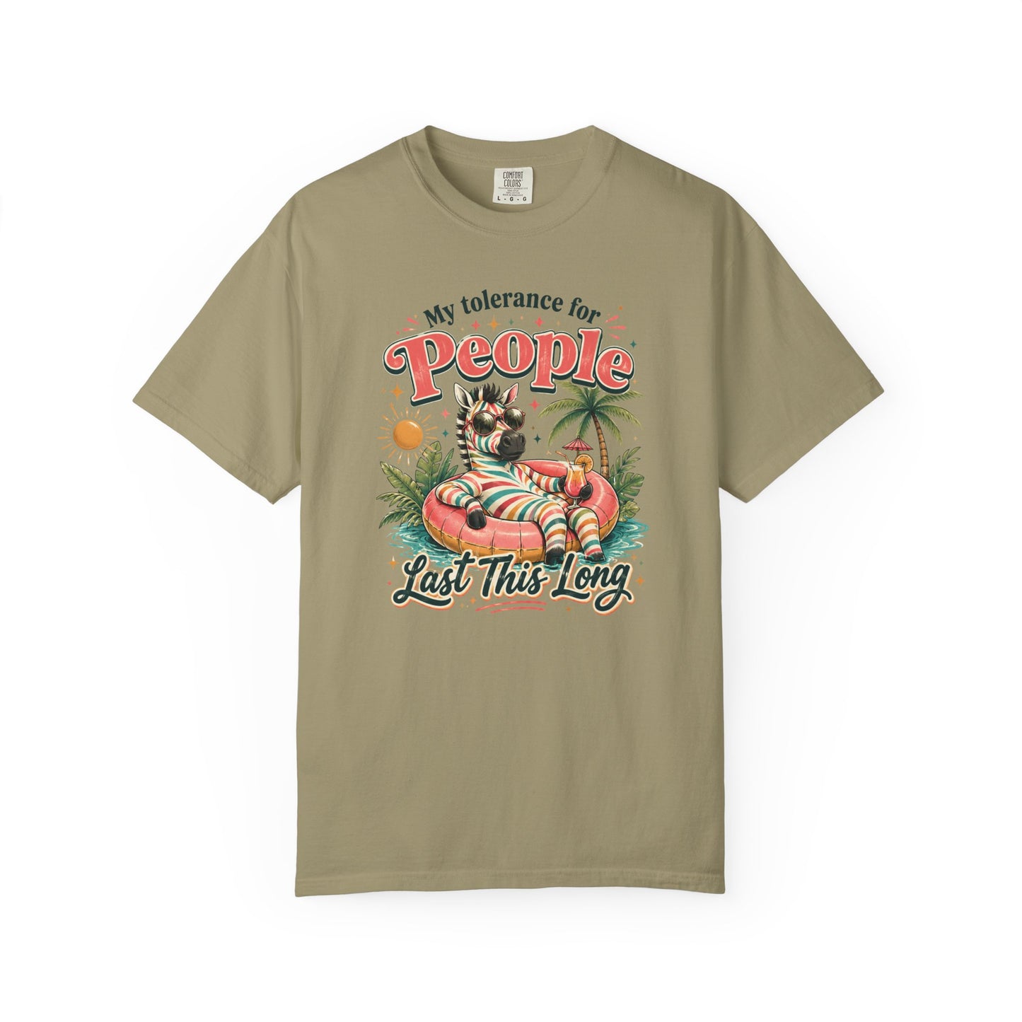 "My Tolerance for People Lasts This Long" Retro Cat Pool Float Graphic Tee