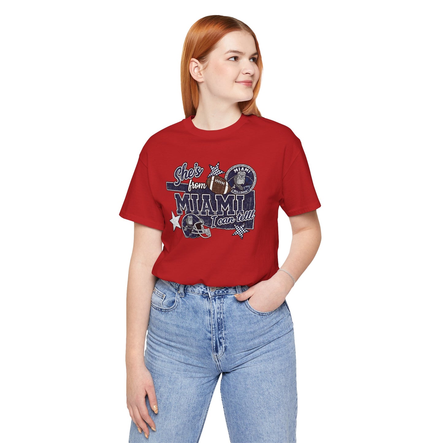 She's From Miami Graphic Tee — Retro Football Fan Shirt