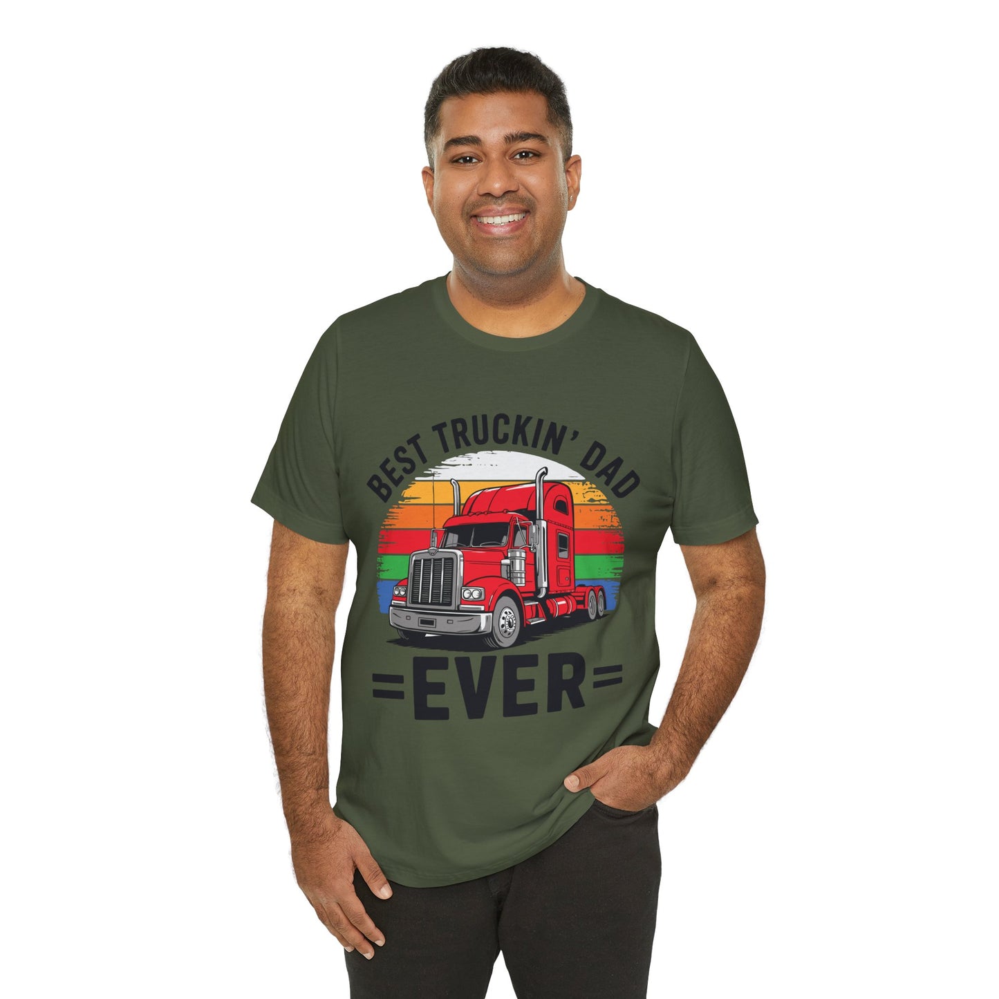 Best Truckin' Dad Ever T-Shirt — Vintage Semi Truck Father's Day Tee