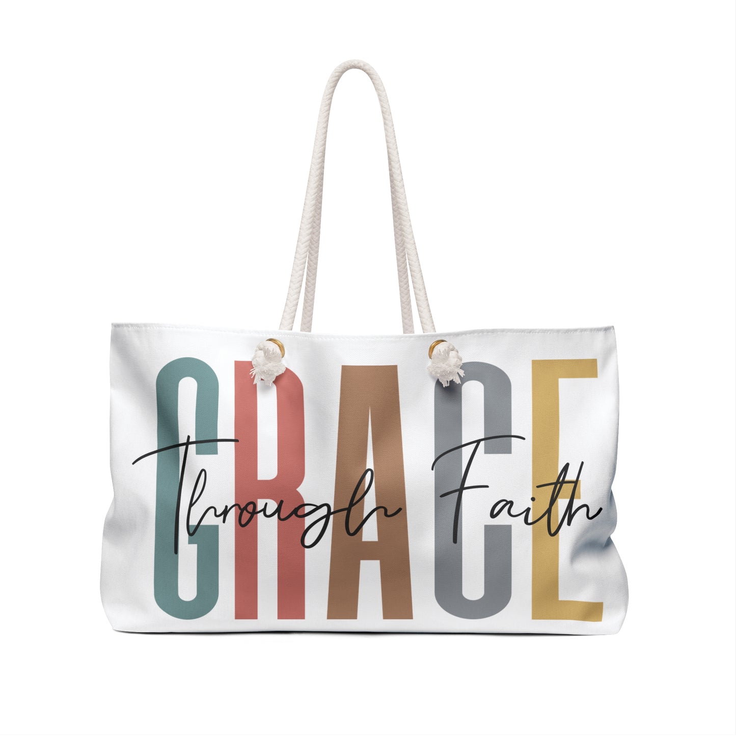 Grace Through Faith Weekender Bag — Inspirational Christian Travel Tote