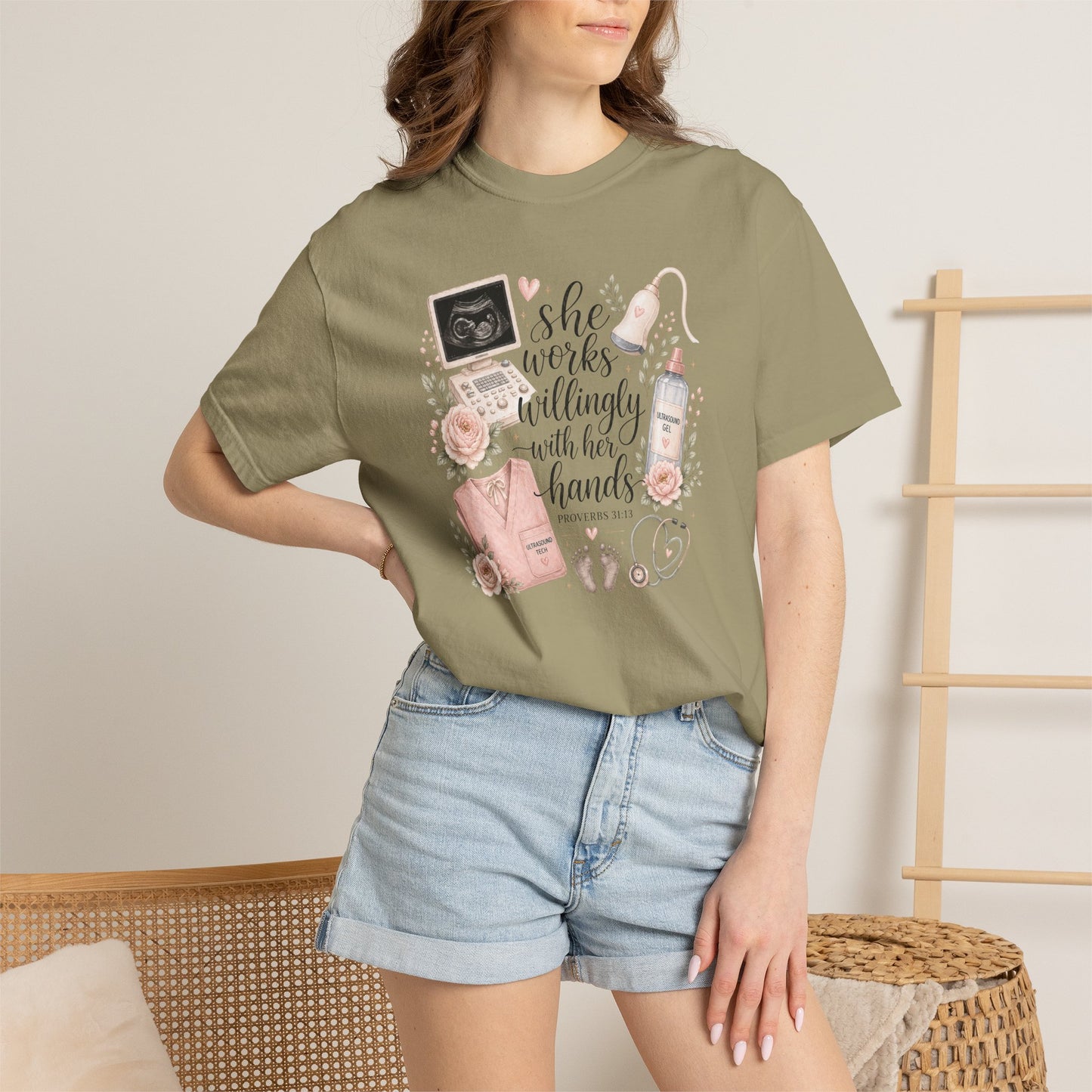 She Works Willingly With Her Hands – Ultrasound Tech Tee