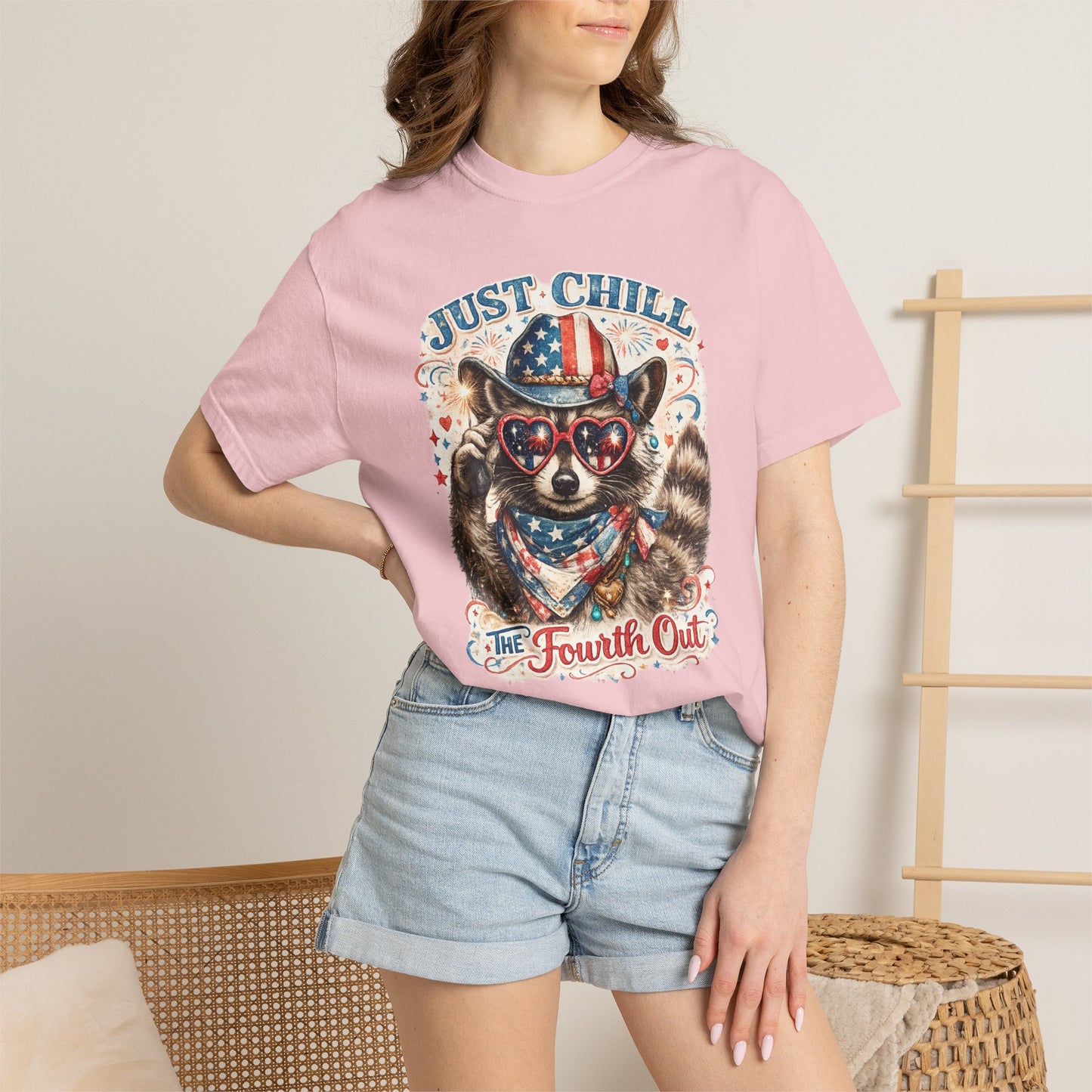 Fourth of July Raccoon T-Shirt — "Just Chill The Fourth Out" Patriotic Tee
