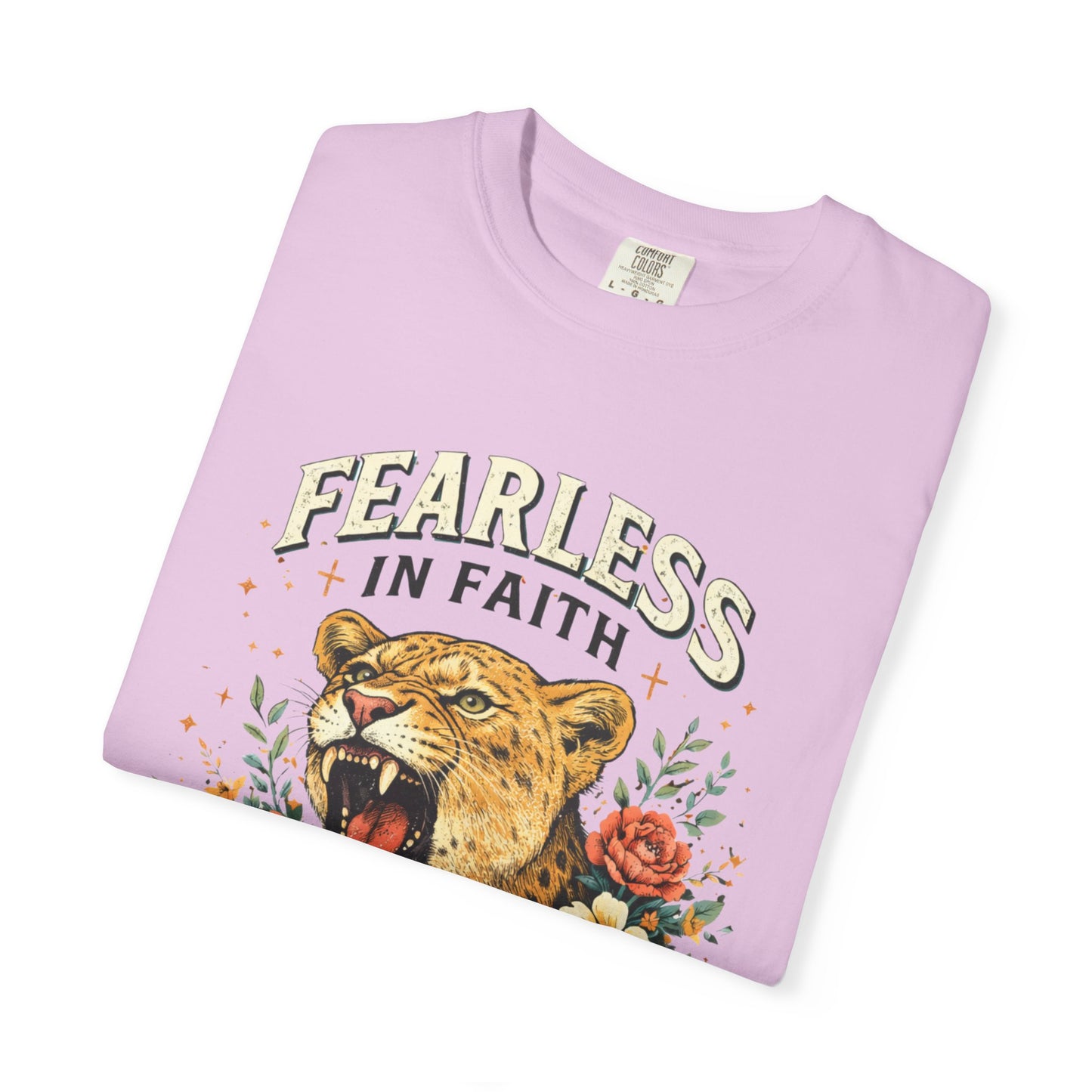 Fearless in Faith Lion T-Shirt — Floral Vintage Christian Graphic Tee