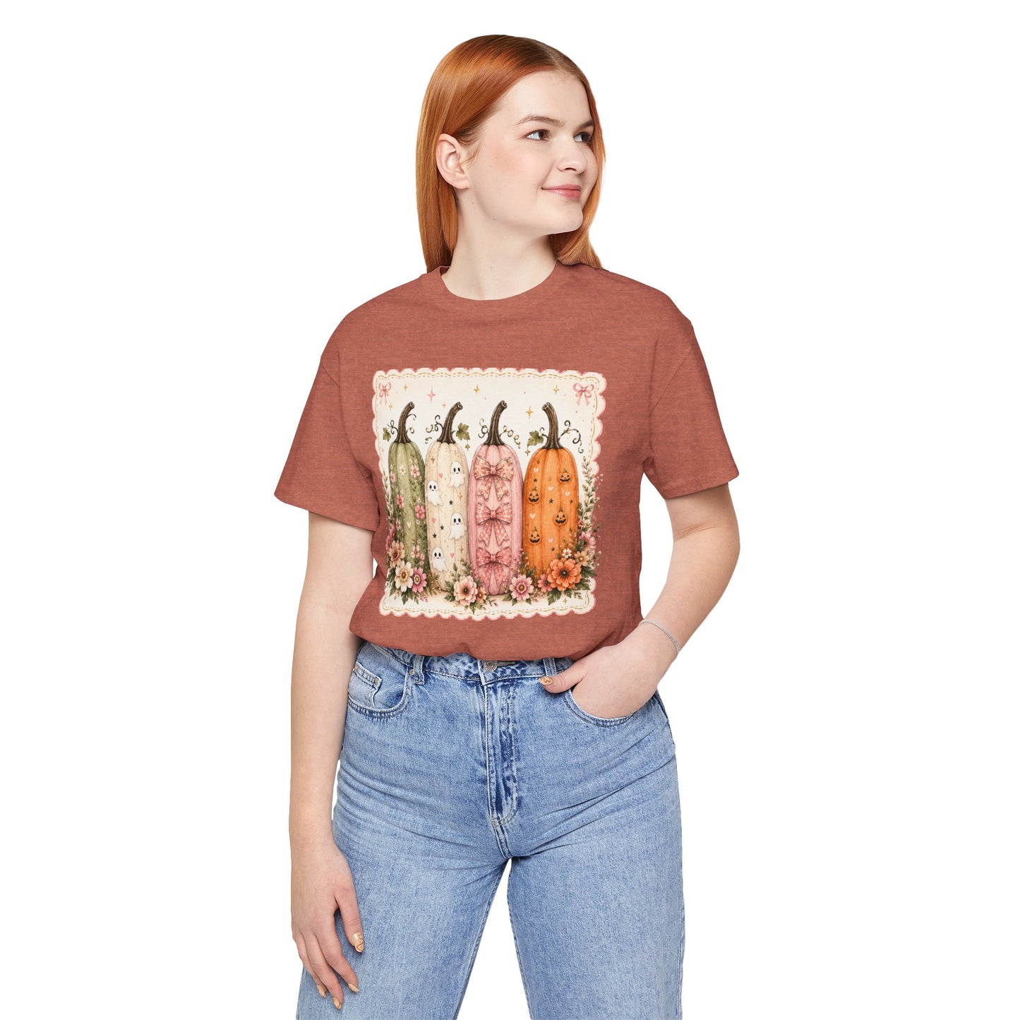 Vintage Floral Pumpkin Tee — Autumn Harvest Graphic T-Shirt