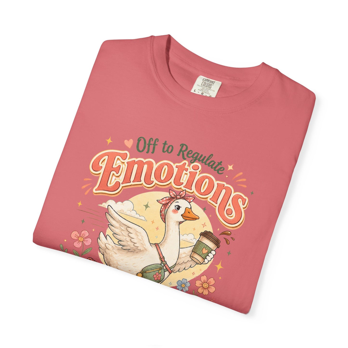 Emotions Duck Graphic T-Shirt — "Off to Regulate" Vintage Coffee Tee
