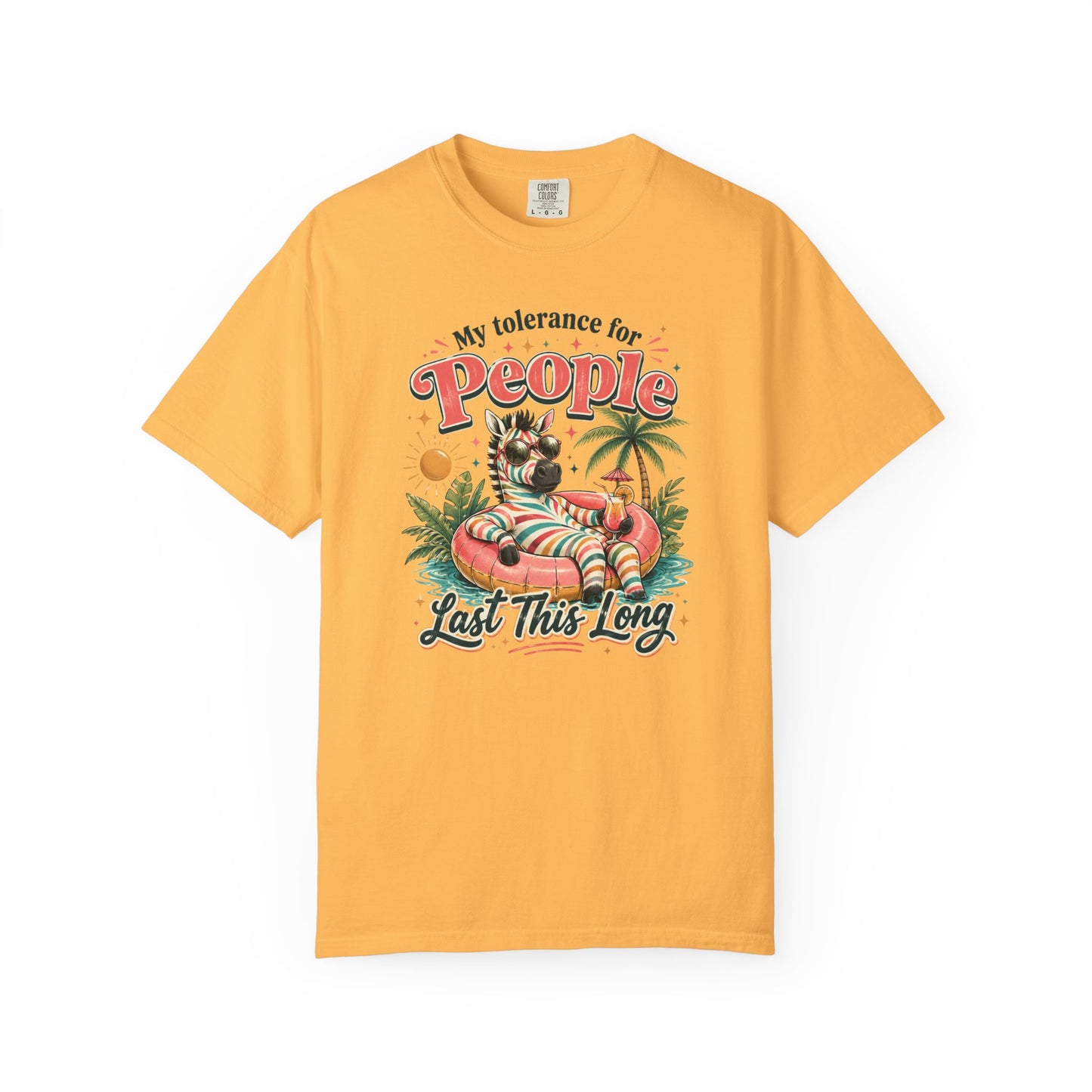 "My Tolerance for People Lasts This Long" Retro Cat Pool Float Graphic Tee