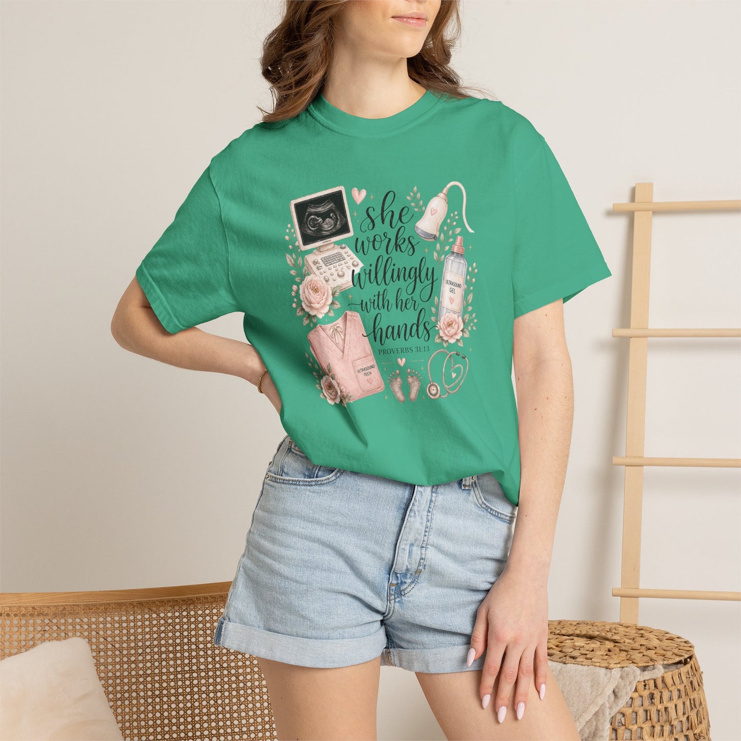 She Works Willingly With Her Hands – Ultrasound Tech Tee