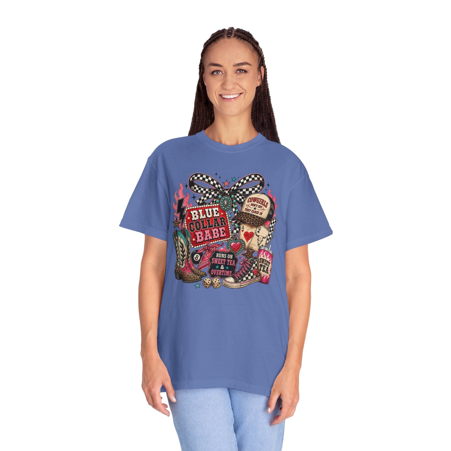 Blue Collar Babe T-Shirt — Retro Cowgirl Graphic Tee