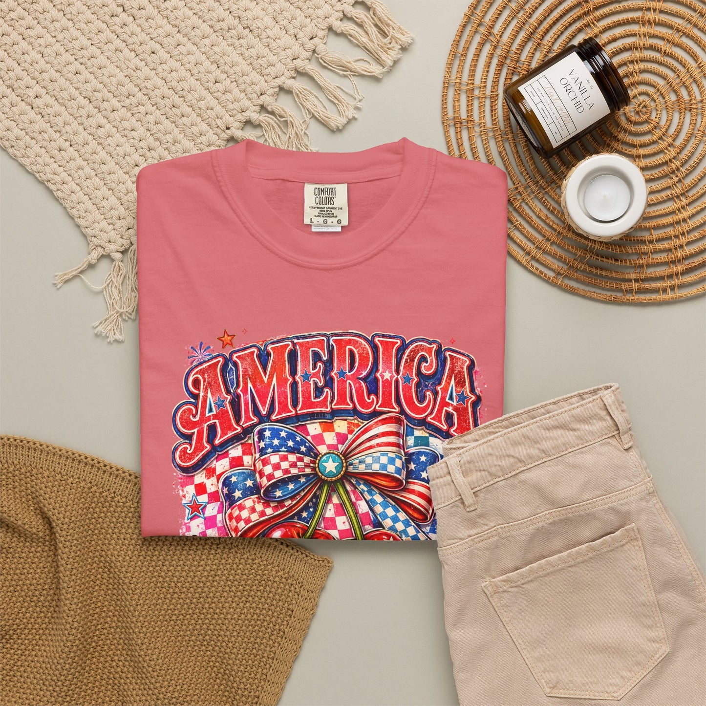America Cherry Graphic T-Shirt — Patriotic 4th of July Tee
