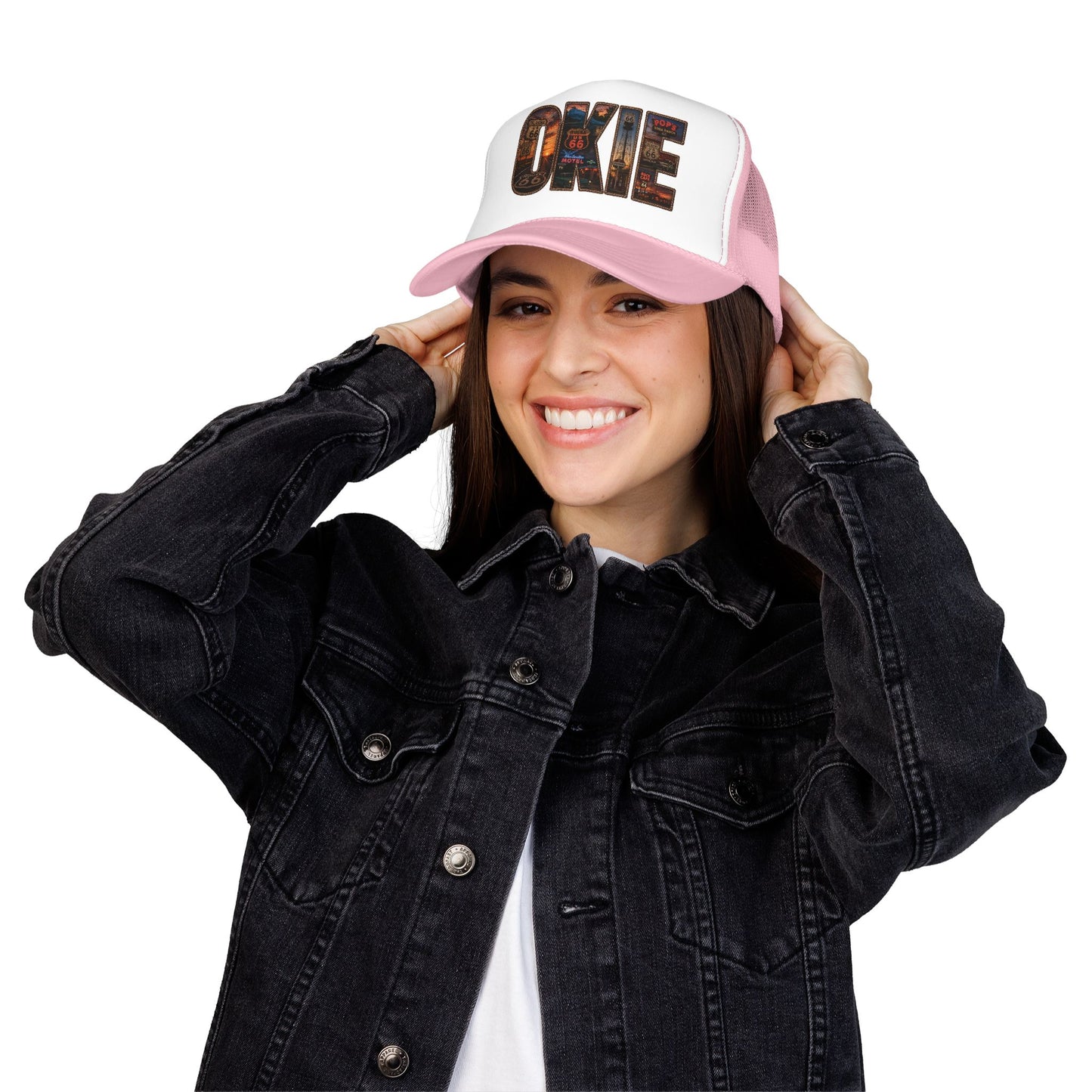 Route 66 Trucker Hat — Vintage 'ONE' Road Sign Graphic Foam Cap