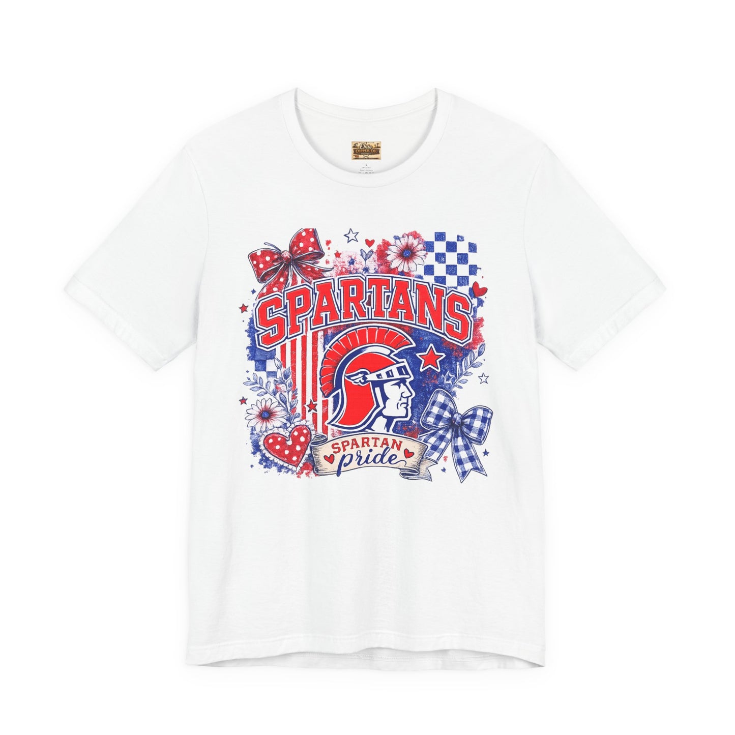 Spartans Pride Graphic Tee — Red, White & Blue School Spirit T-Shirt