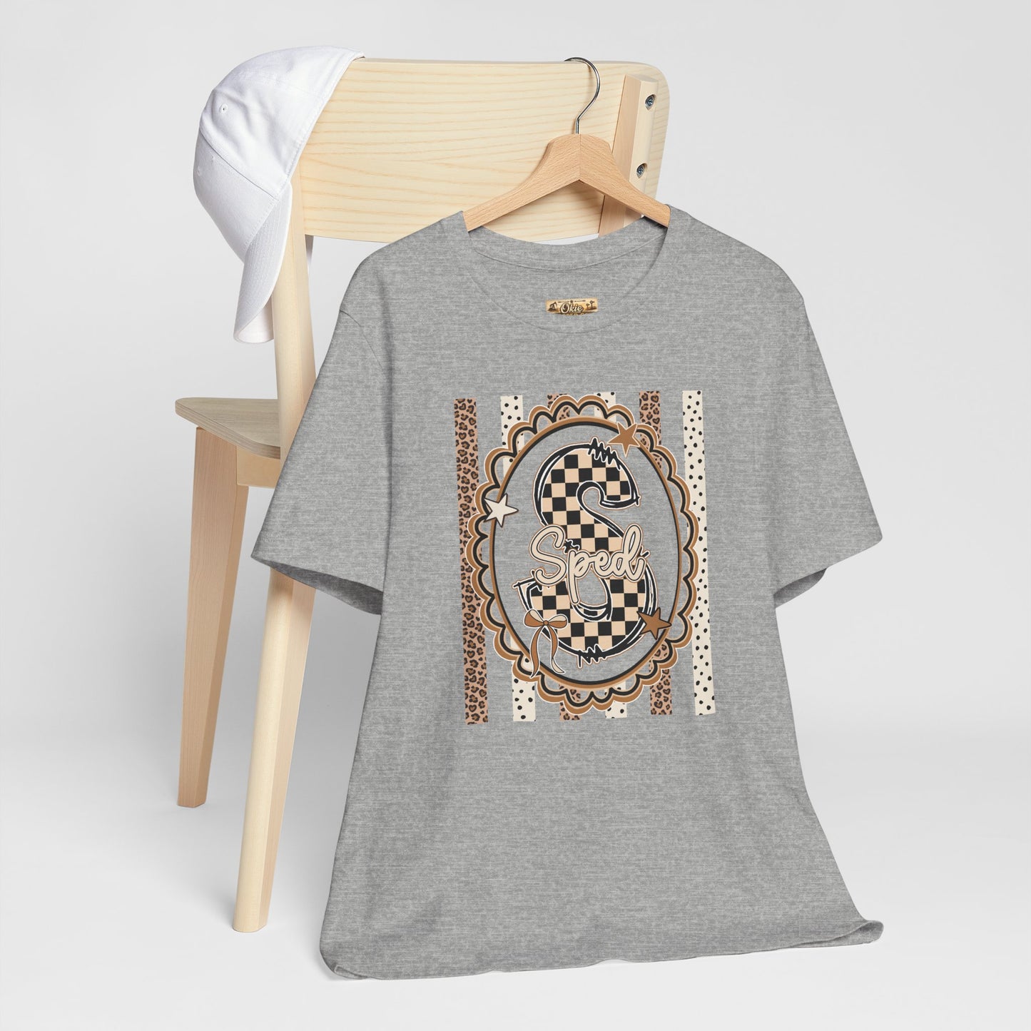 Sped S Monogram Tee — Checkerboard Leopard Graphic T-Shirt