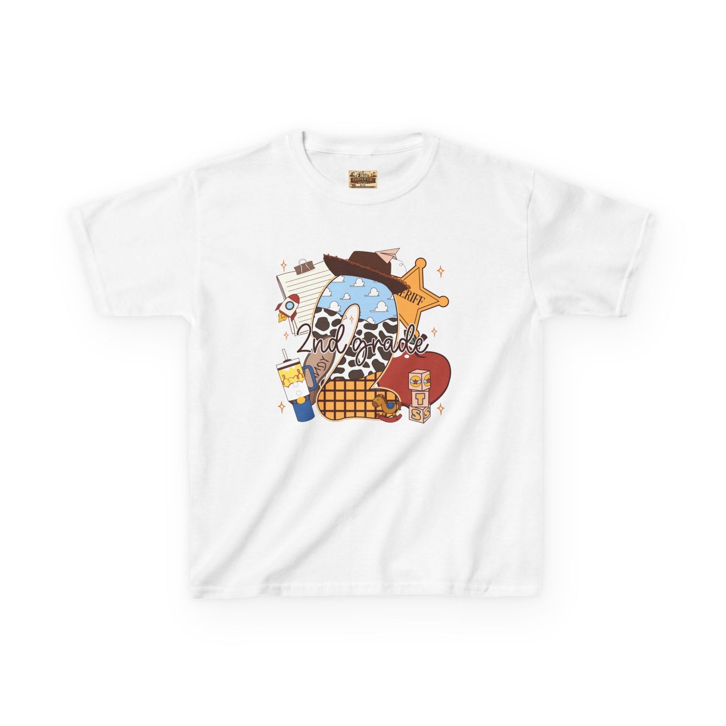 Kids Graphic Tee — Cute Western Sheriff Skull Cowboy Design
