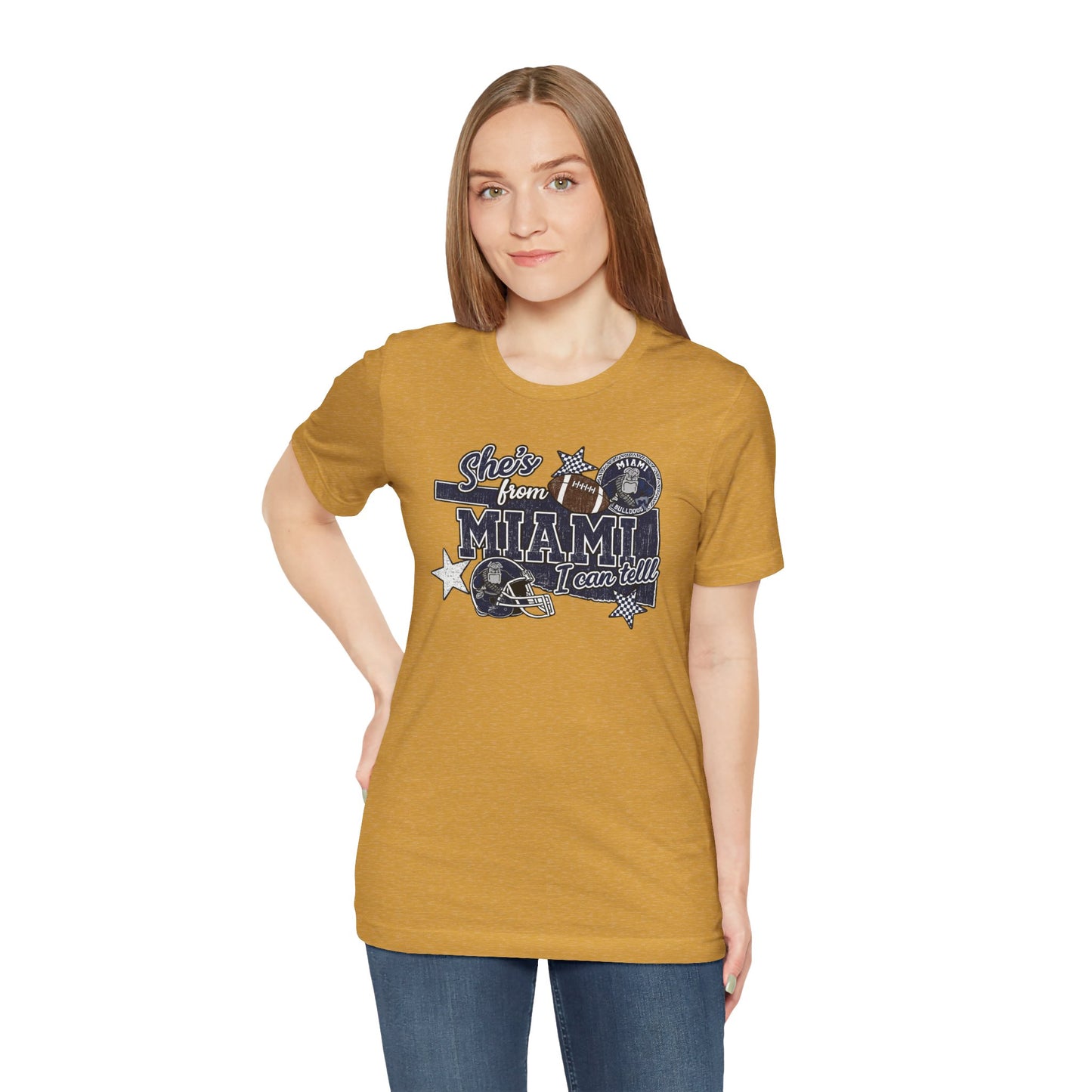 She's From Miami Graphic Tee — Retro Football Fan Shirt