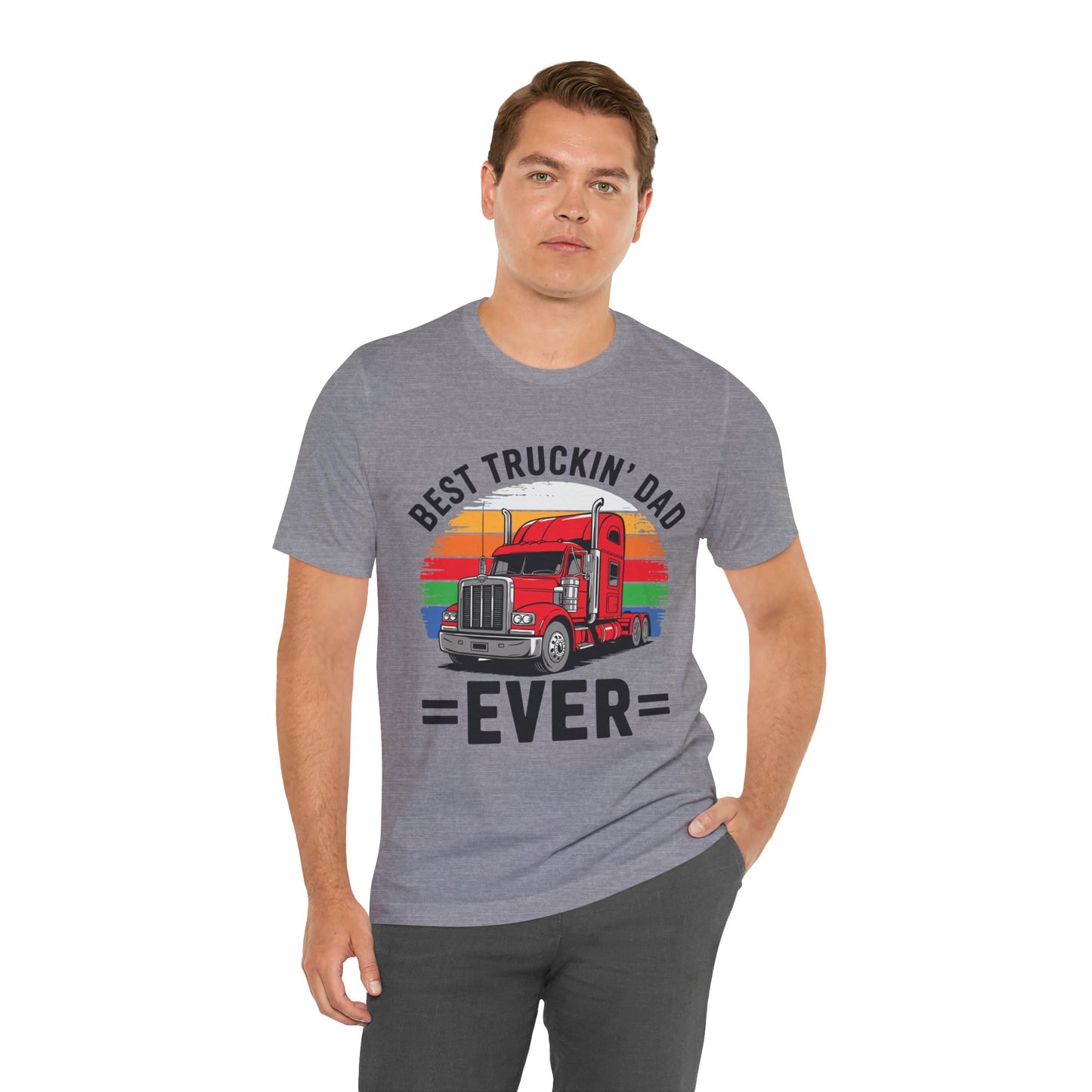 Best Truckin' Dad Ever T-Shirt — Vintage Semi Truck Father's Day Tee