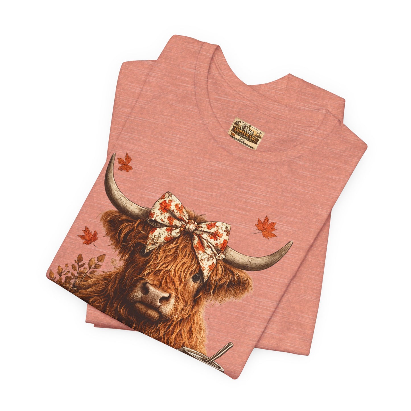 Autumn Highland Cow Tee — Fall Pumpkin Latte Graphic T-Shirt