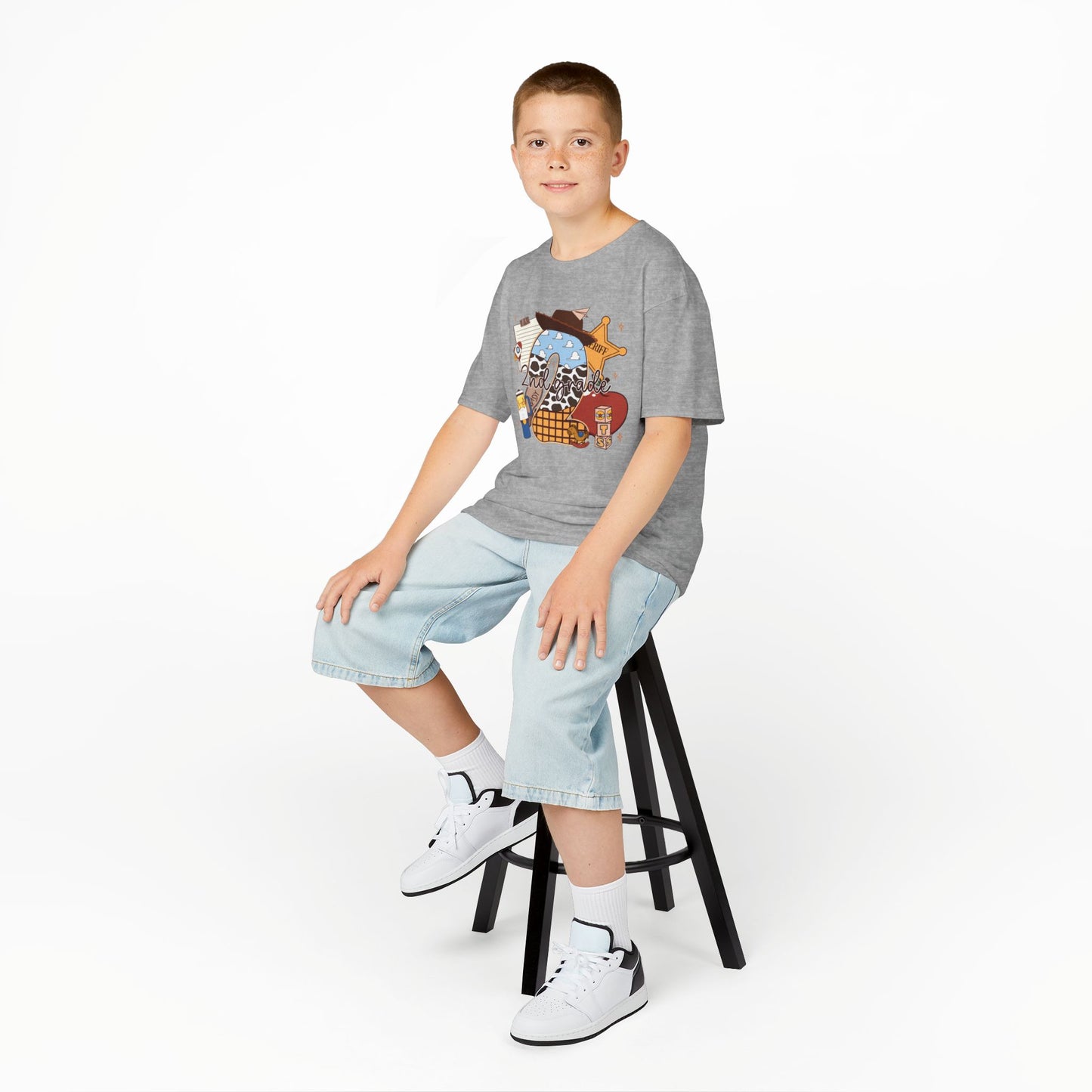 Kids Graphic Tee — Cute Western Sheriff Skull Cowboy Design