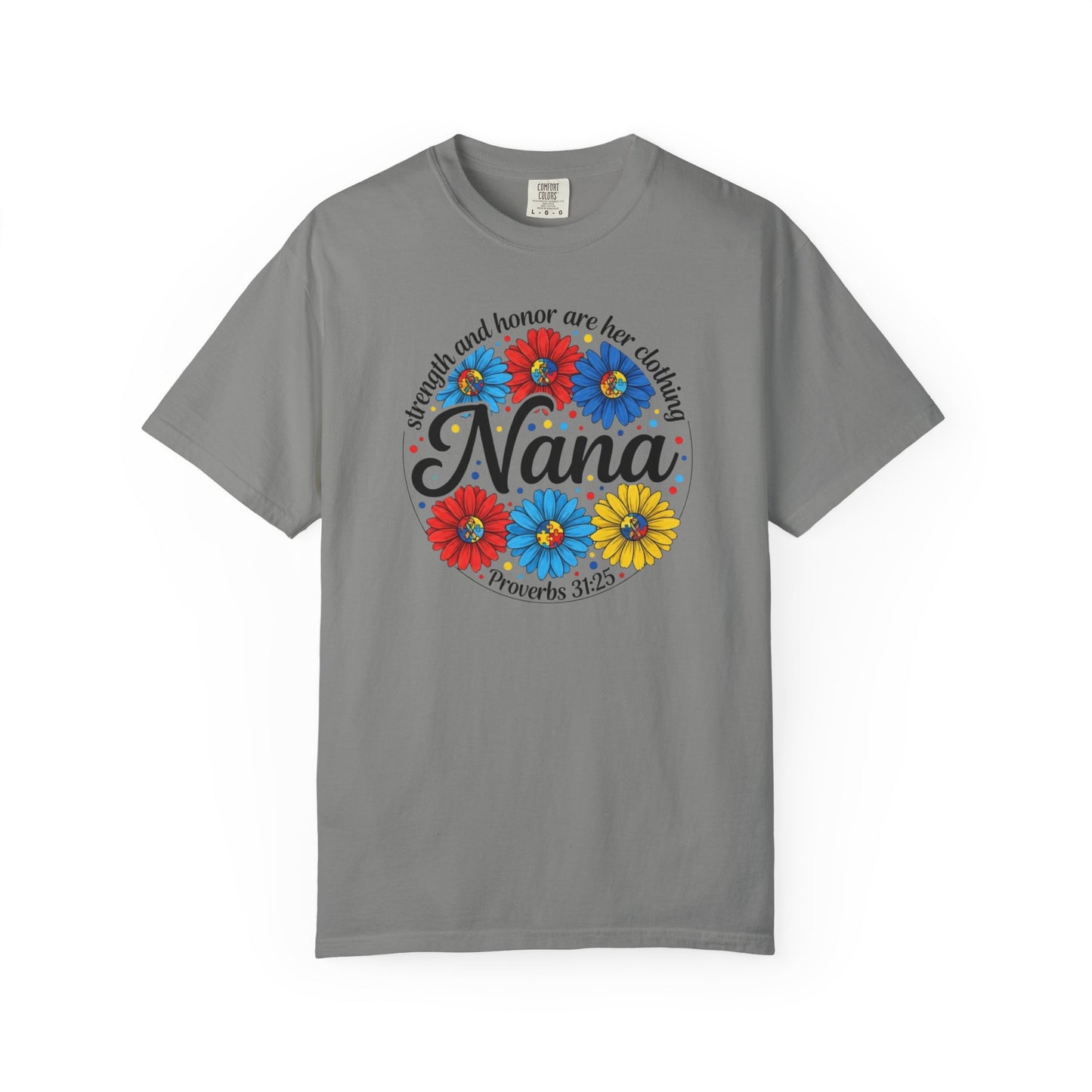 Nana Floral Proverbs T-Shirt — “Strength and Honor” Grandma Gift