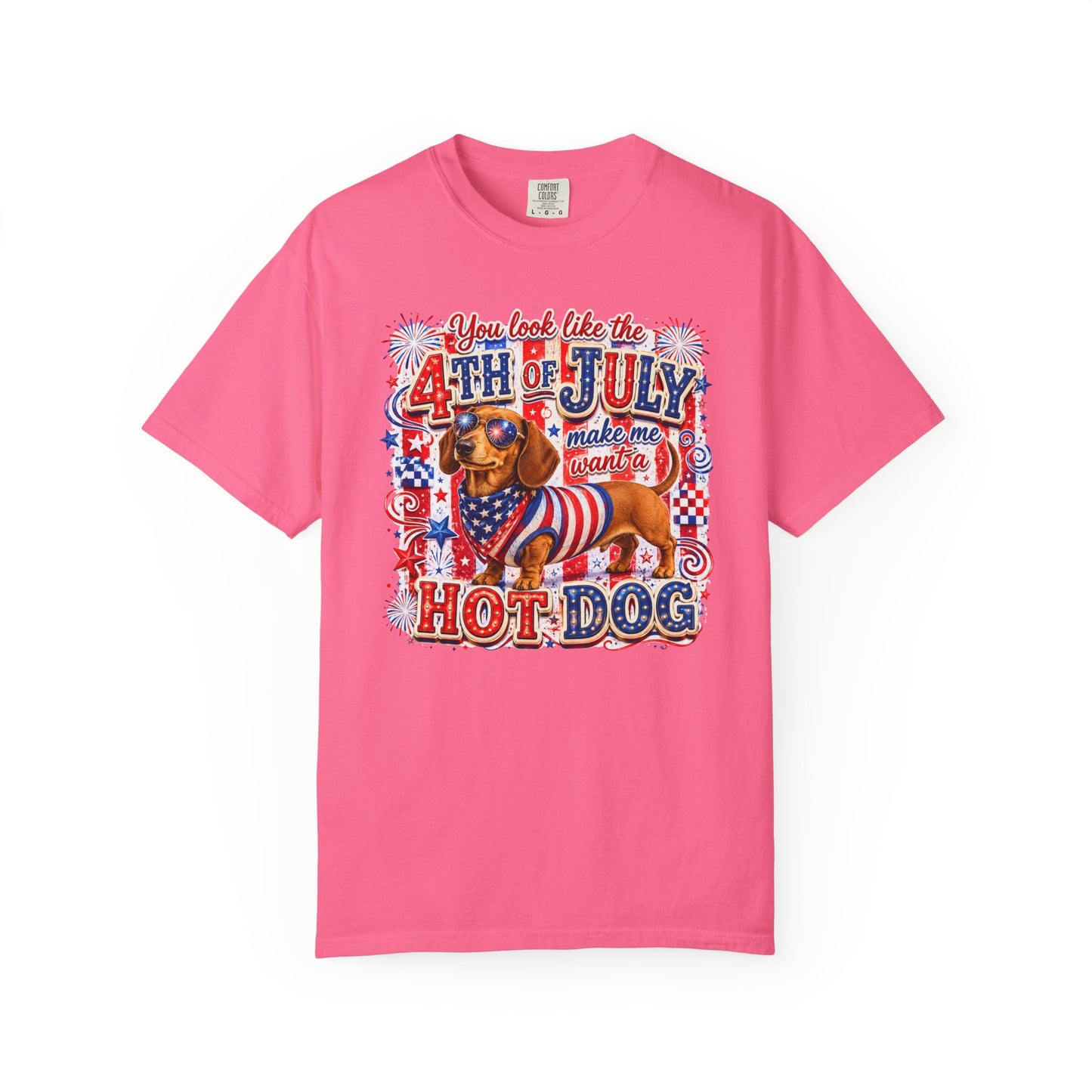 4th of July Hot Dog Dachshund T-Shirt – Patriotic Funny BBQ Tee
