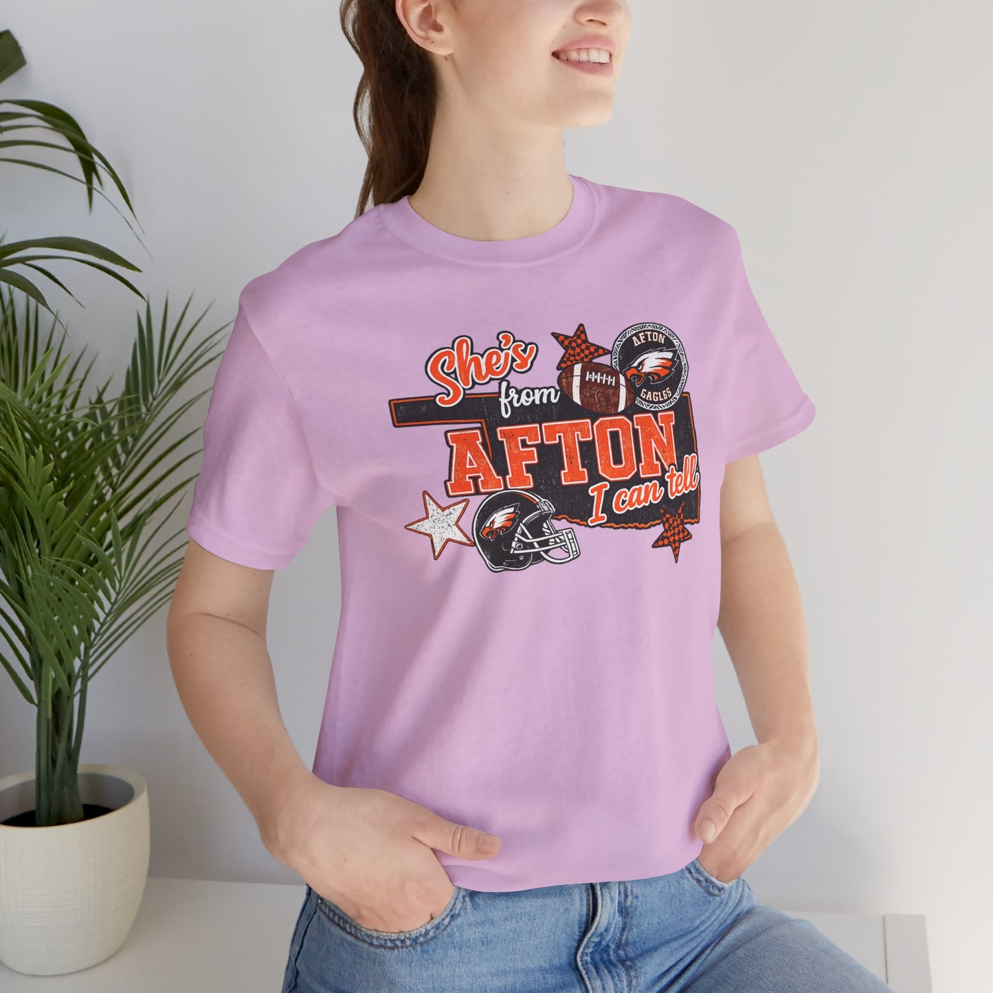 Afton Football Town Retro Graphic Tee — "Shes from Afton I can too"