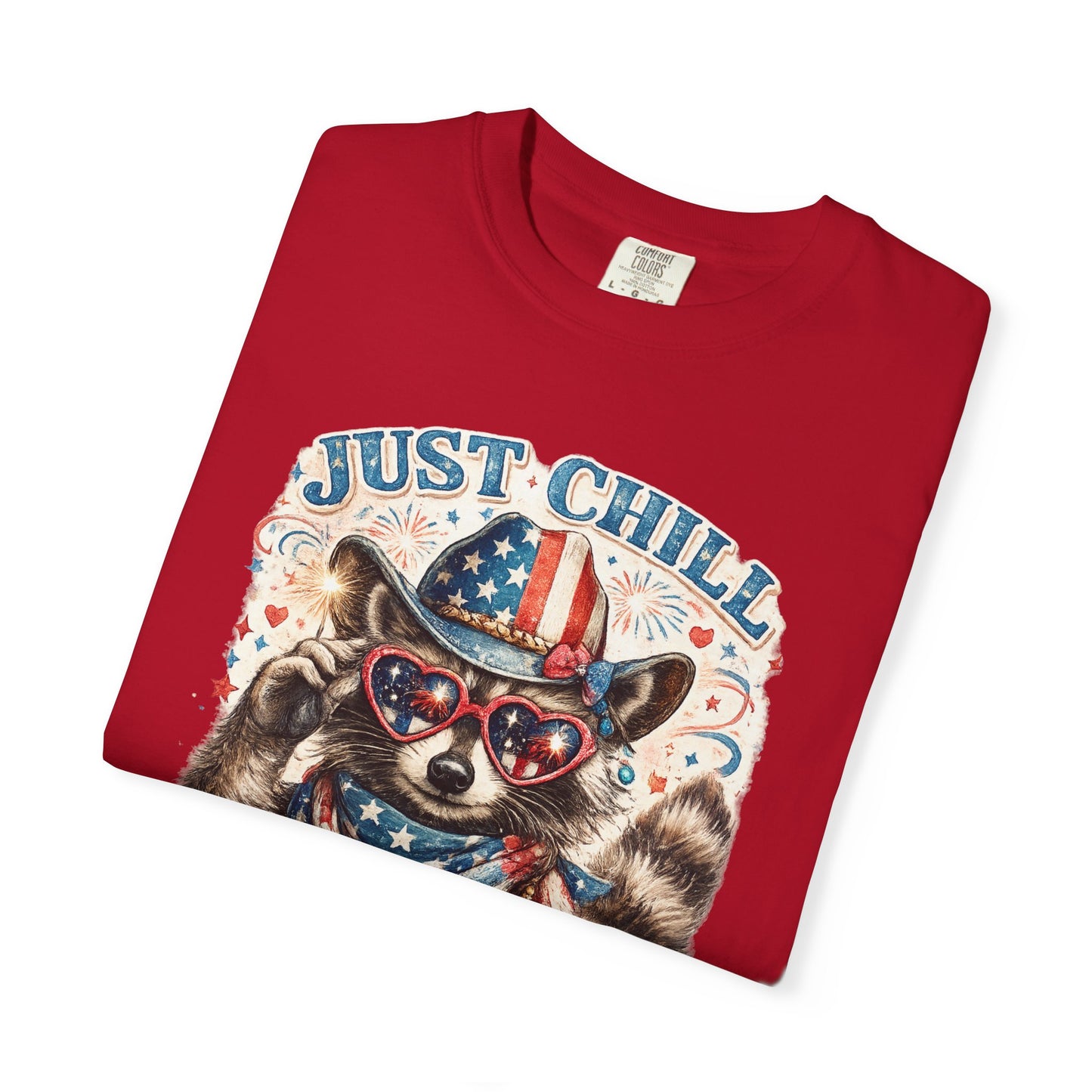 Fourth of July Raccoon T-Shirt — "Just Chill The Fourth Out" Patriotic Tee
