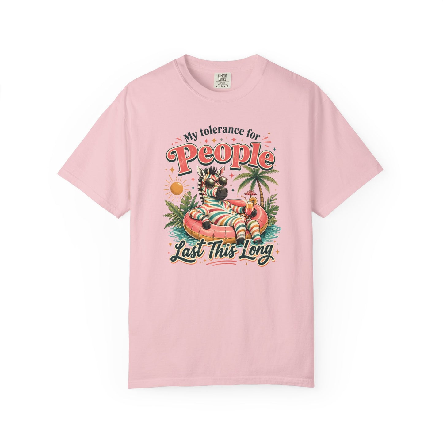"My Tolerance for People Lasts This Long" Retro Cat Pool Float Graphic Tee