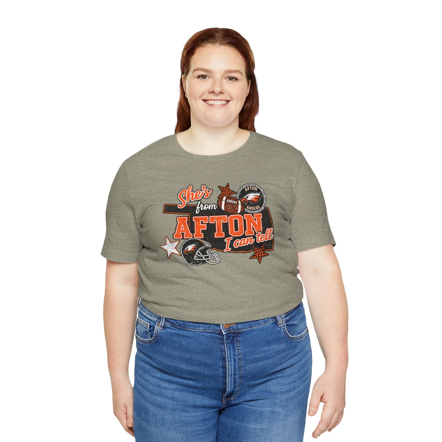 Afton Football Town Retro Graphic Tee — "Shes from Afton I can too"