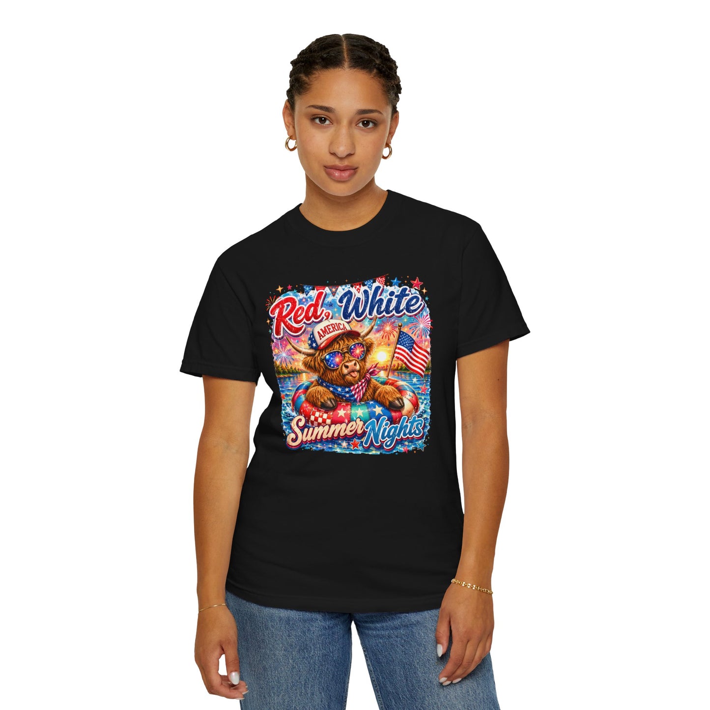 Red, White & Summer Nights T-Shirt — Patriotic Fourth of July Bear Graphic Tee