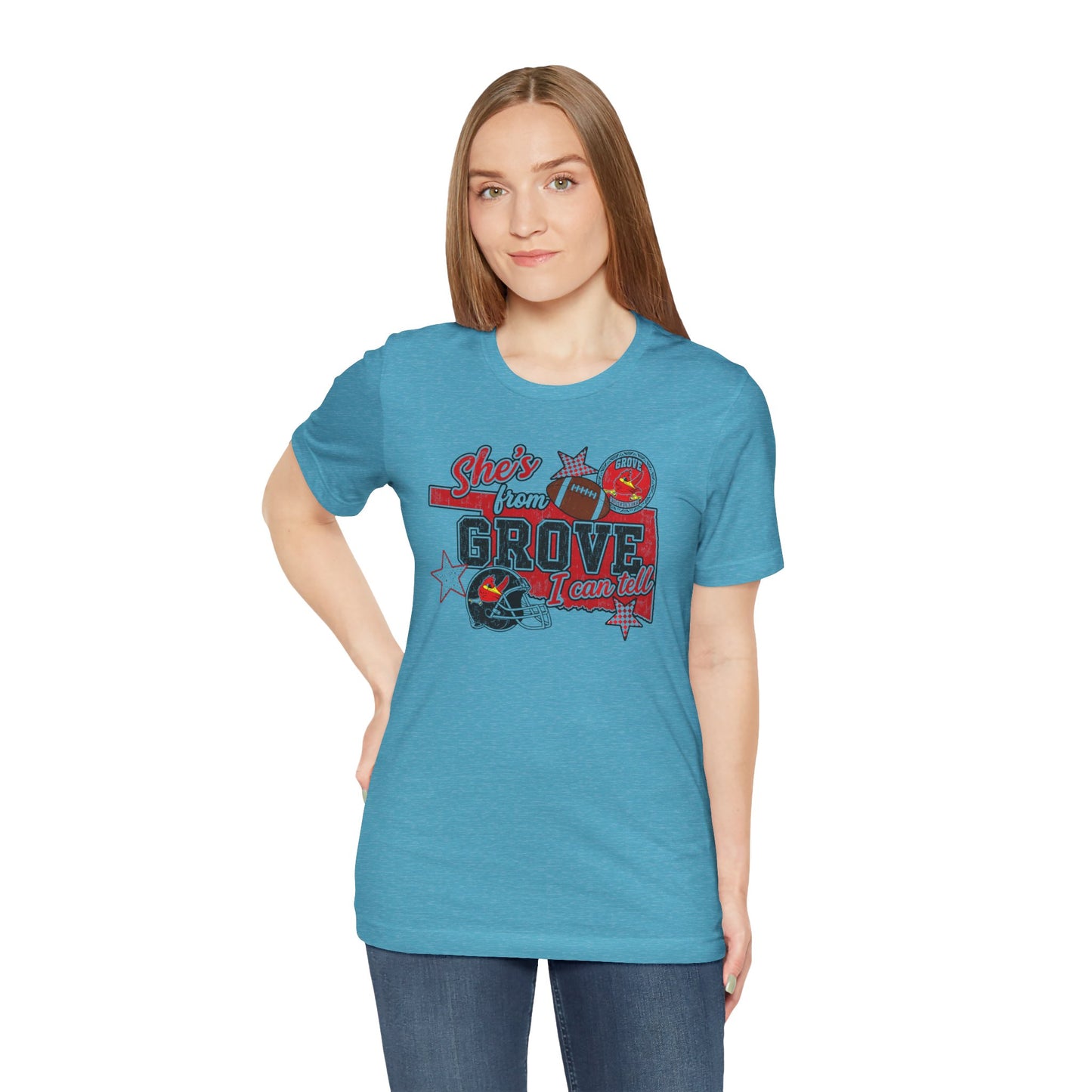 She's From Grove I Can Tell T-Shirt — Grove Football Fan Tee