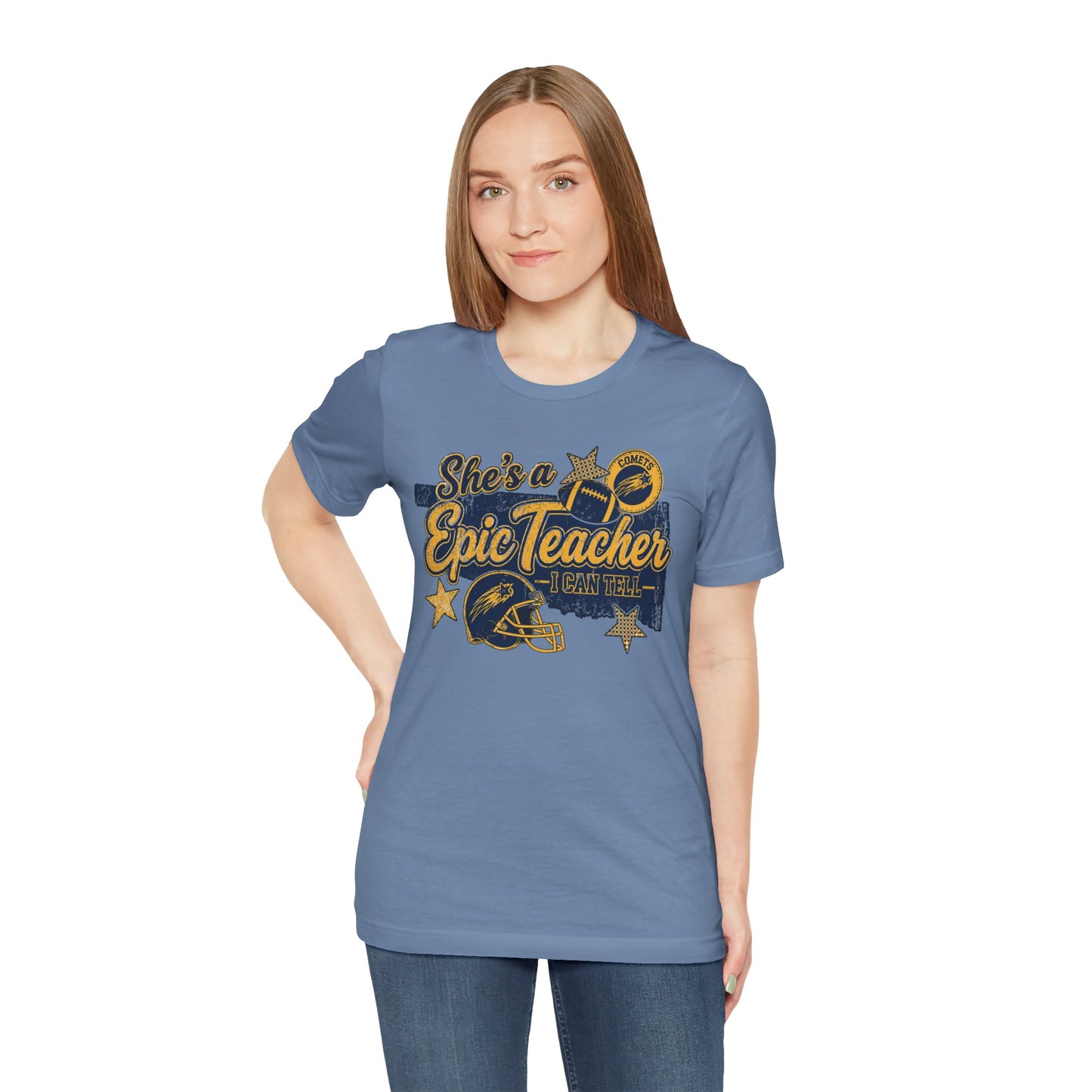 Epic Teacher Football T-Shirt — "She's a Epic Teacher" Coach & School Spirit Tee