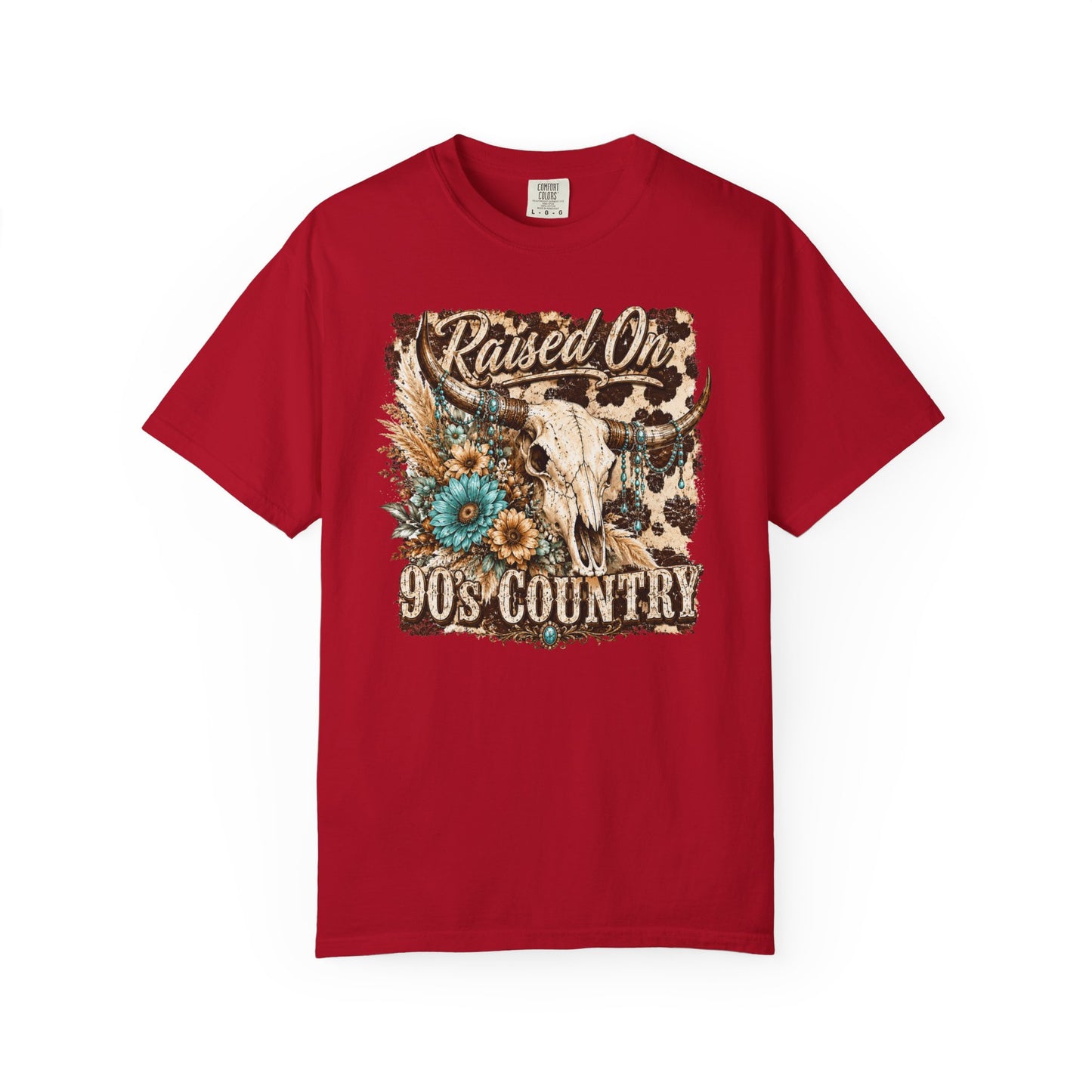 Raised On 90s Country T-Shirt — Vintage Cow Skull Western Tee