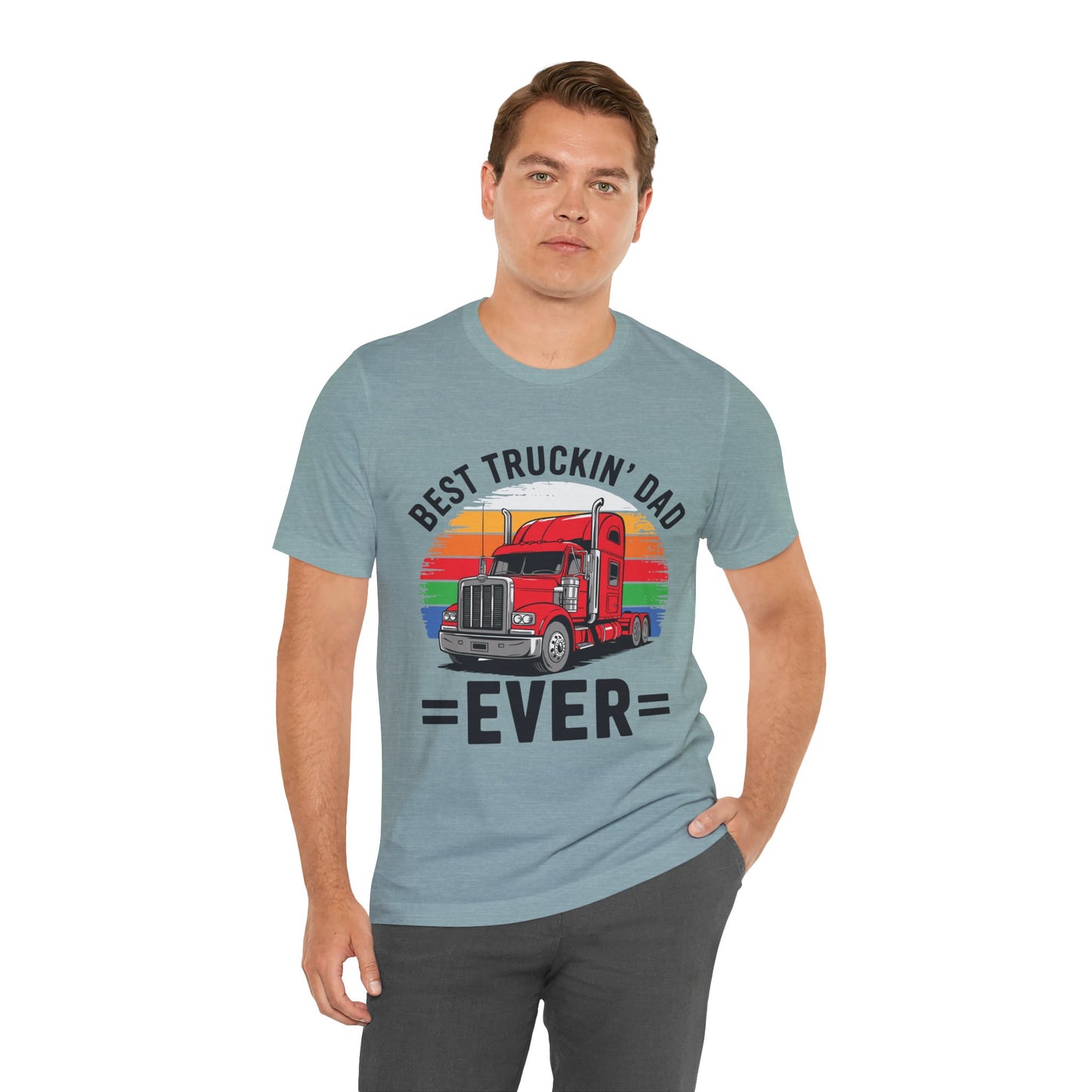 Best Truckin' Dad Ever T-Shirt — Vintage Semi Truck Father's Day Tee