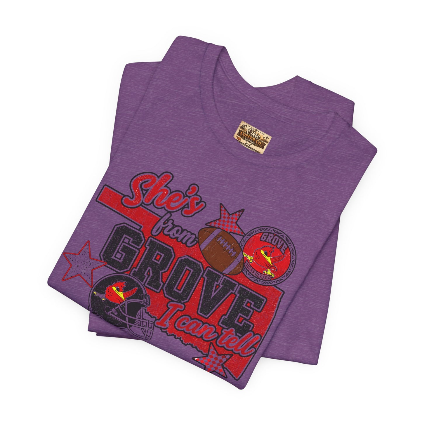 She's From Grove I Can Tell T-Shirt — Grove Football Fan Tee