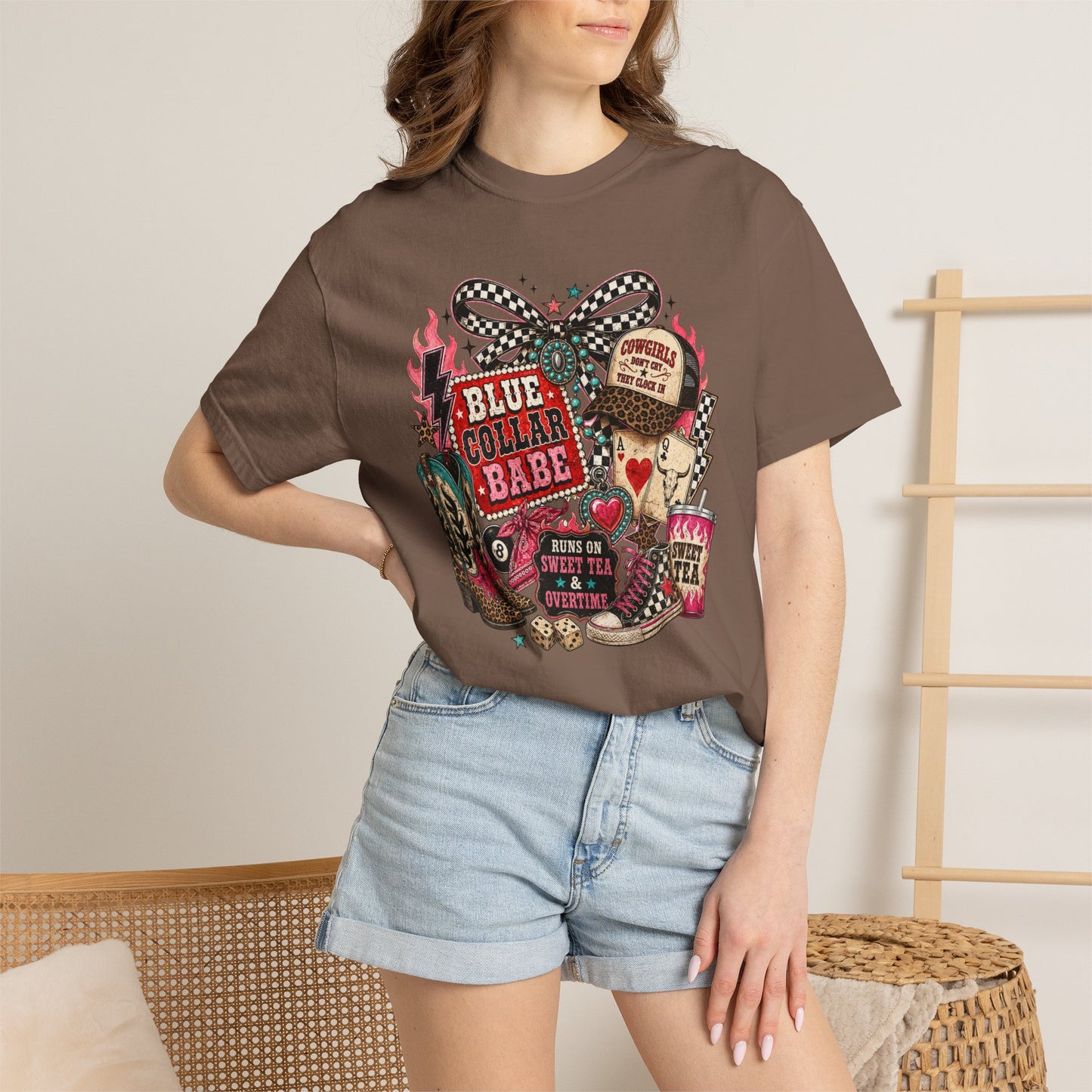 Blue Collar Babe T-Shirt — Retro Cowgirl Graphic Tee