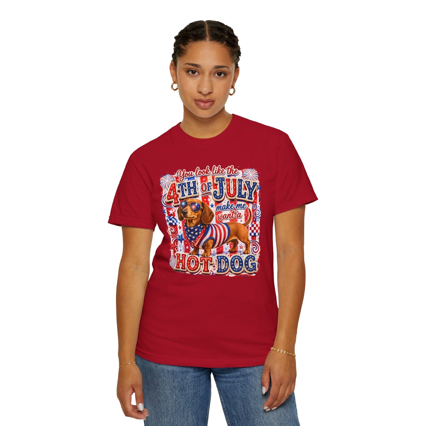 4th of July Hot Dog Dachshund T-Shirt – Patriotic Funny BBQ Tee