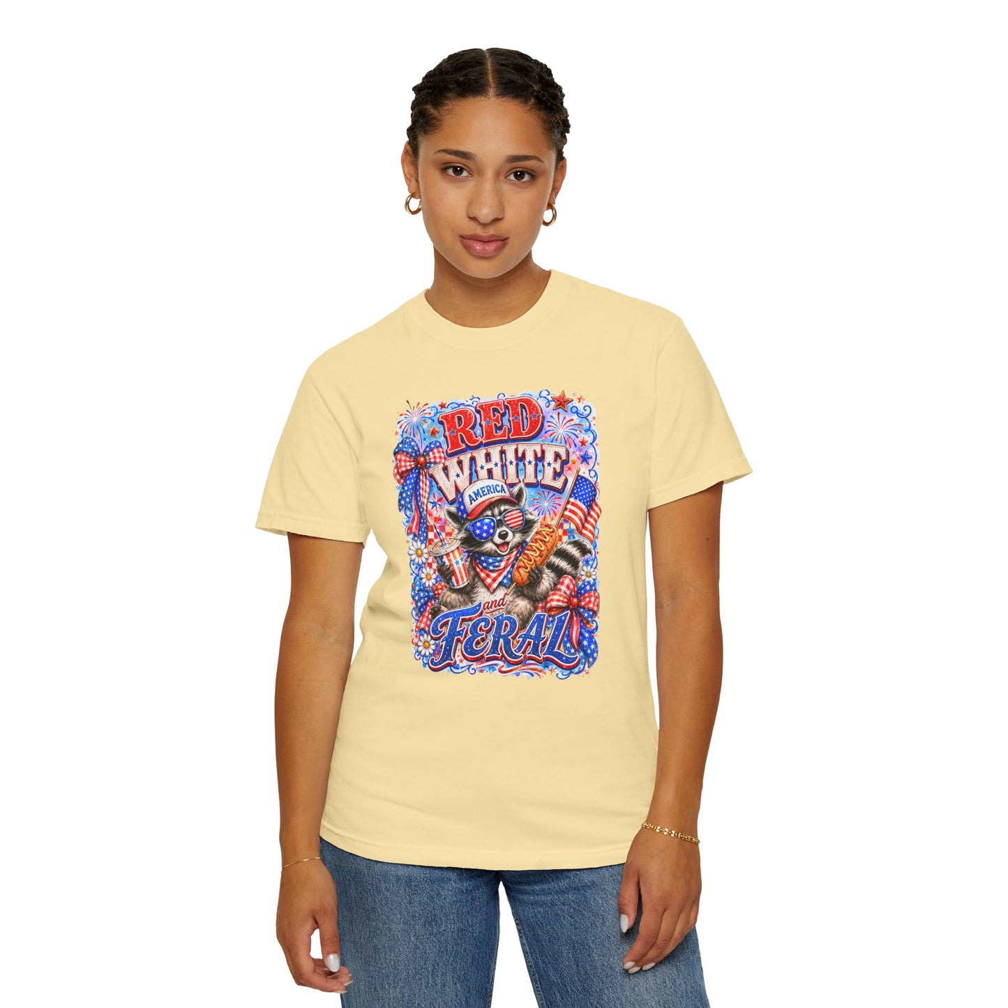 Patriotic "Red White Feral" Graphic T-Shirt