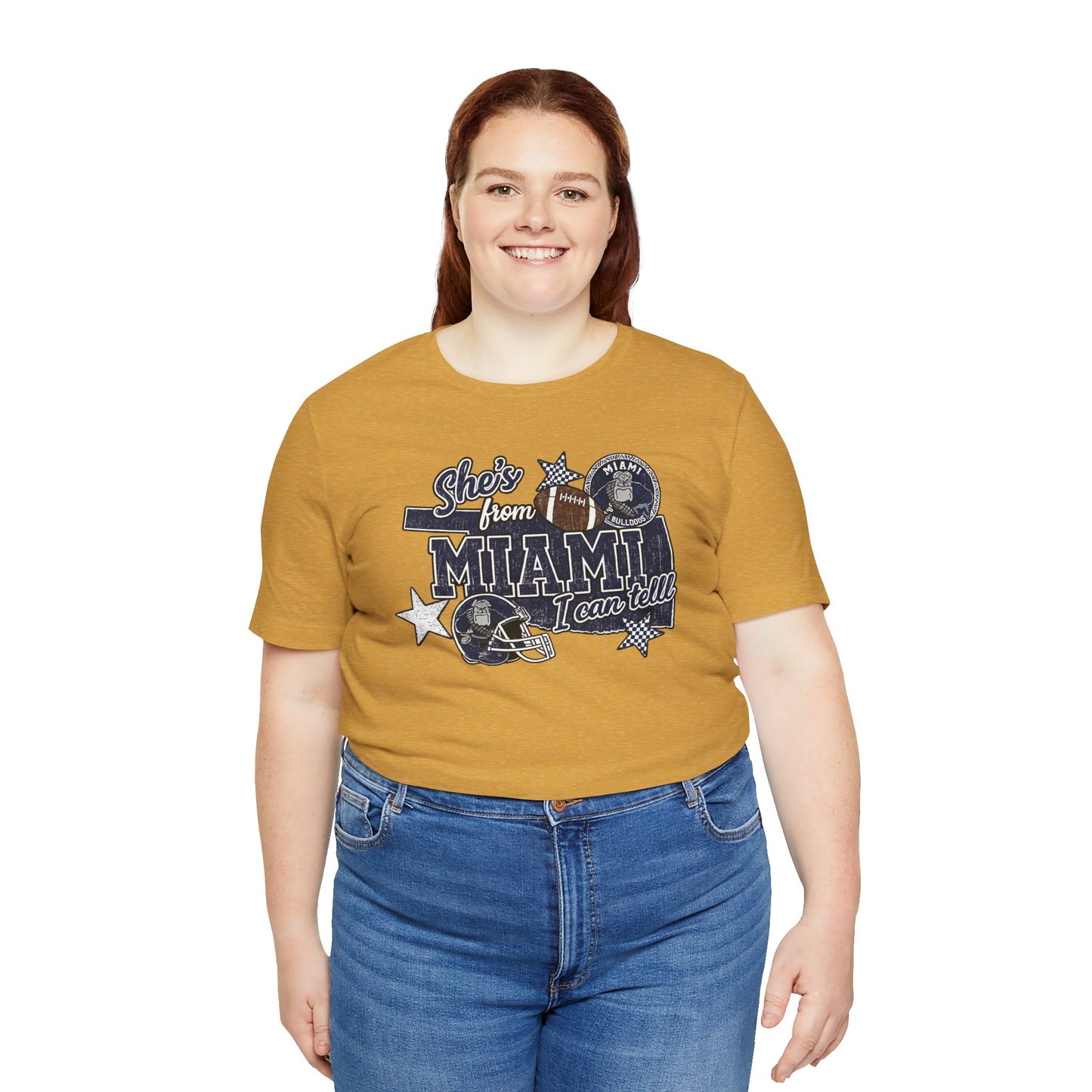 She's From Miami Graphic Tee — Retro Football Fan Shirt