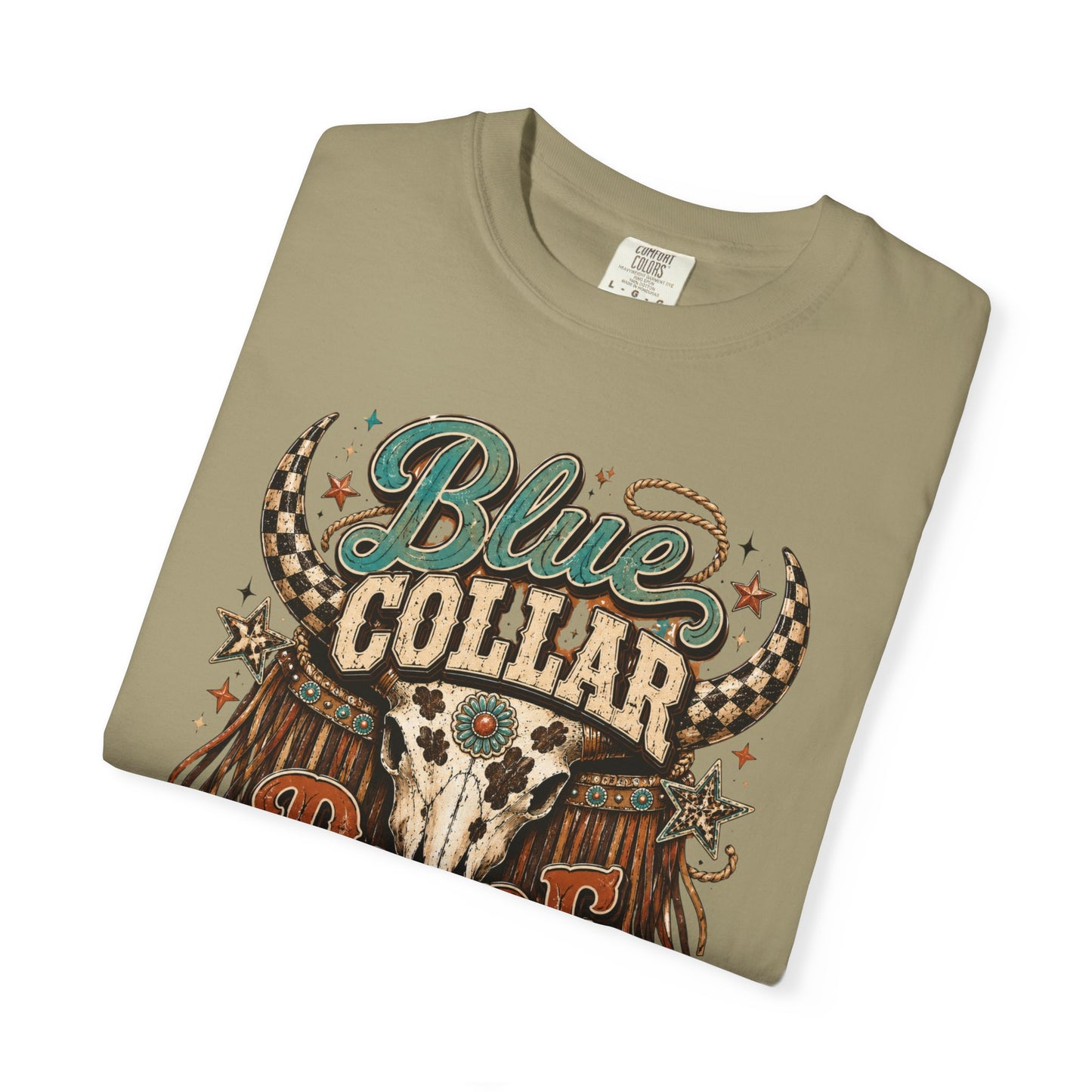 Blue Collar Babe Graphic T-Shirt — Western Skull Cowgirl Tee